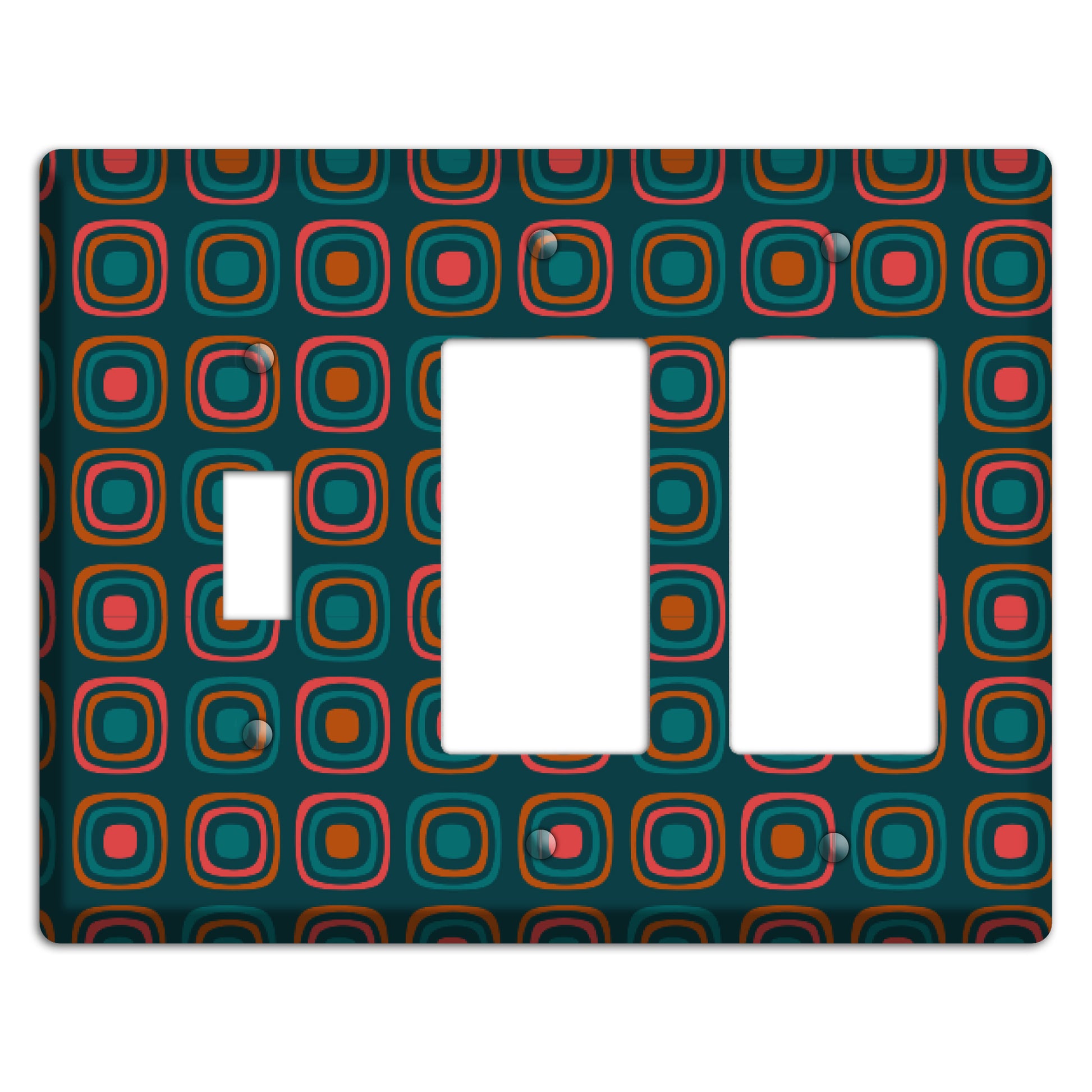 Teal and Pink Rounded Squares Toggle / 2 Rocker Wallplate
