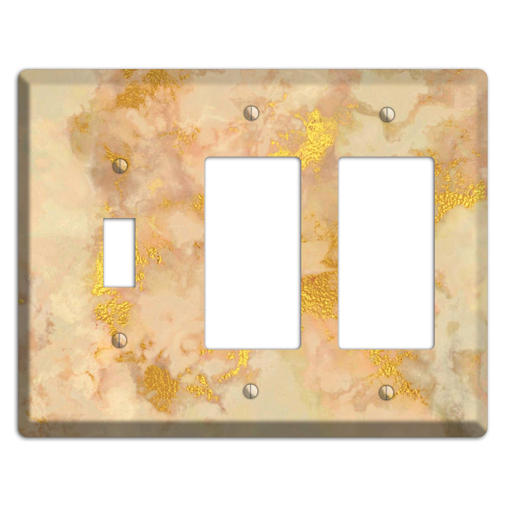 Old Gold Marble Toggle / 2 Rocker Wallplate