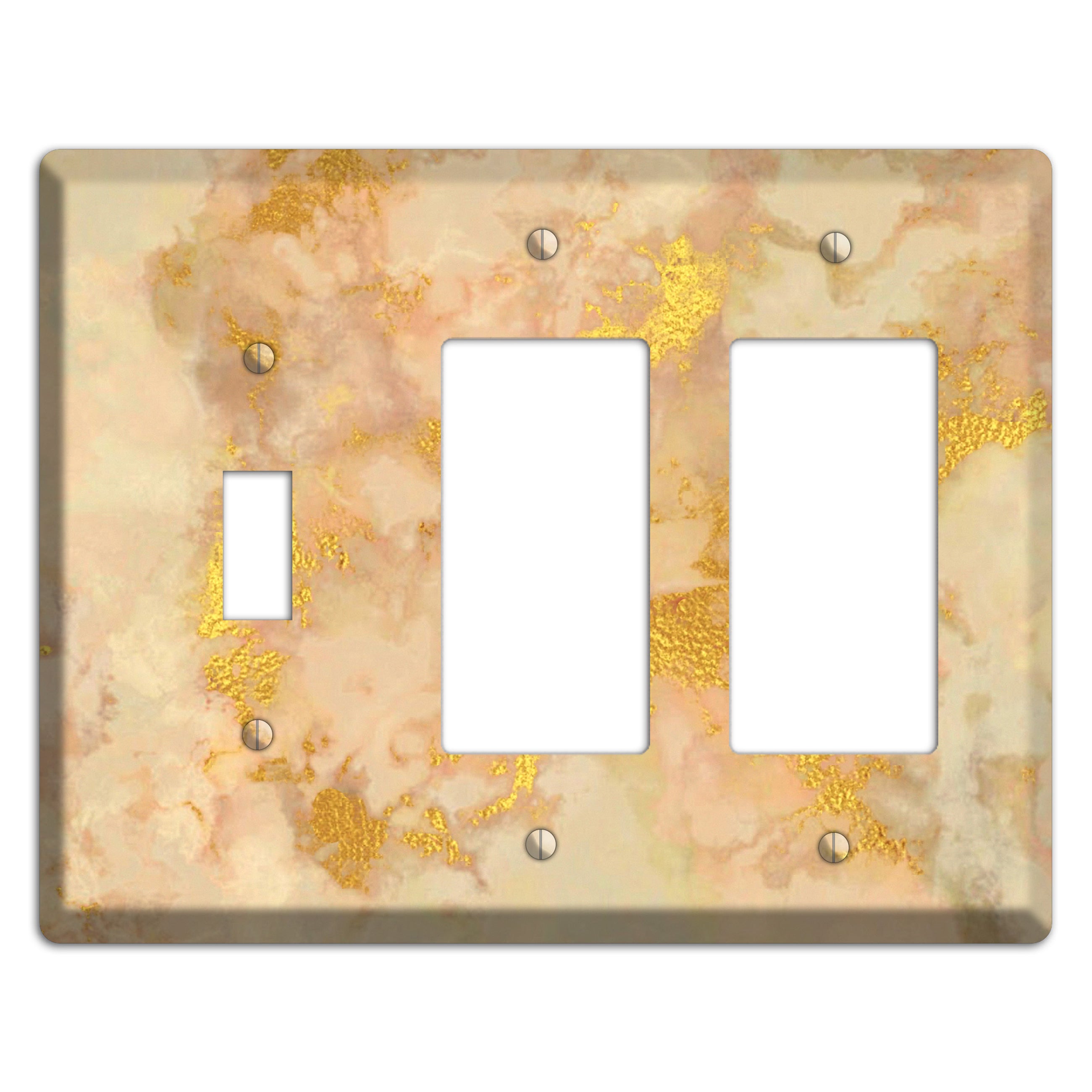 Old Gold Marble Toggle / 2 Rocker Wallplate