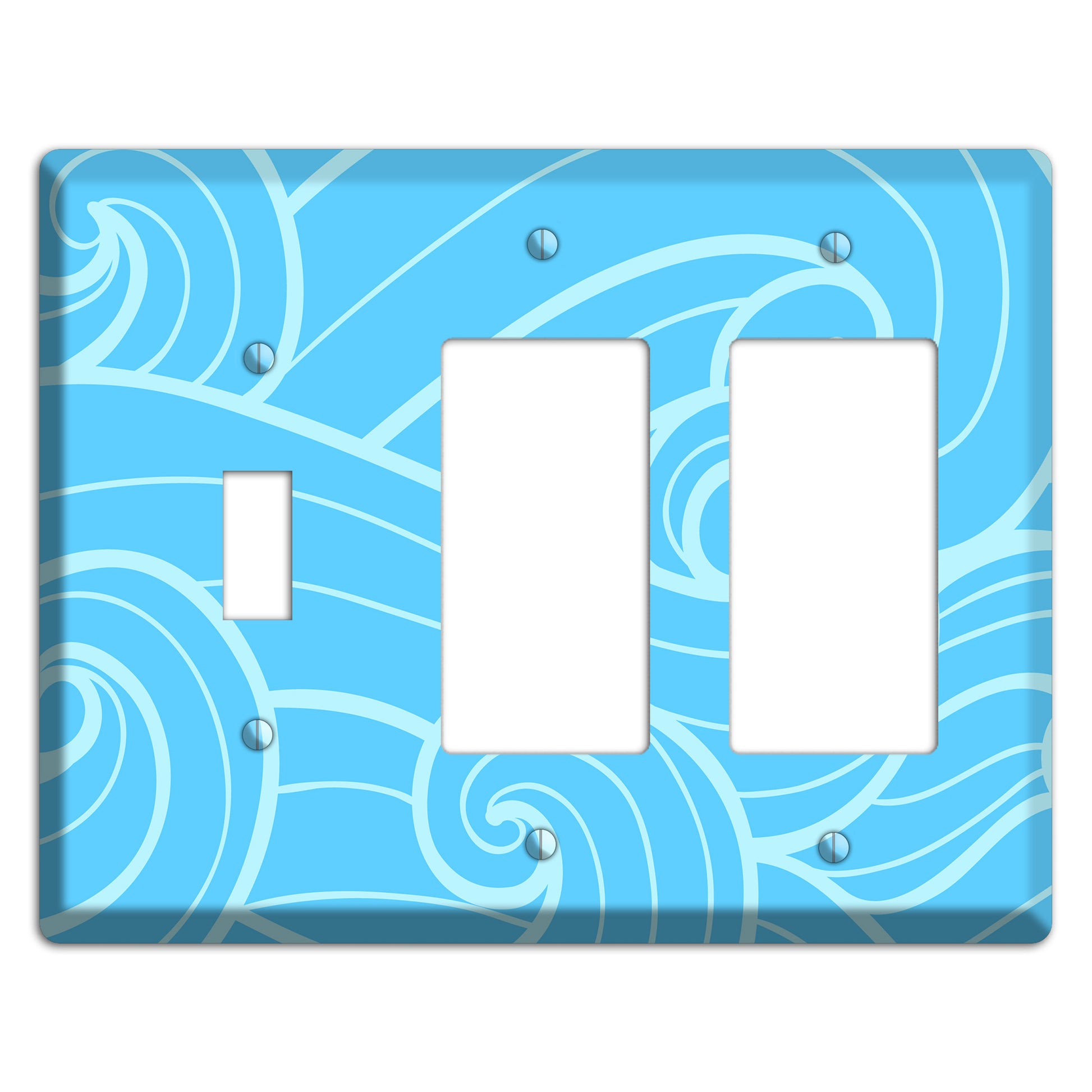 Abstract Curl Blue Toggle / 2 Rocker Wallplate