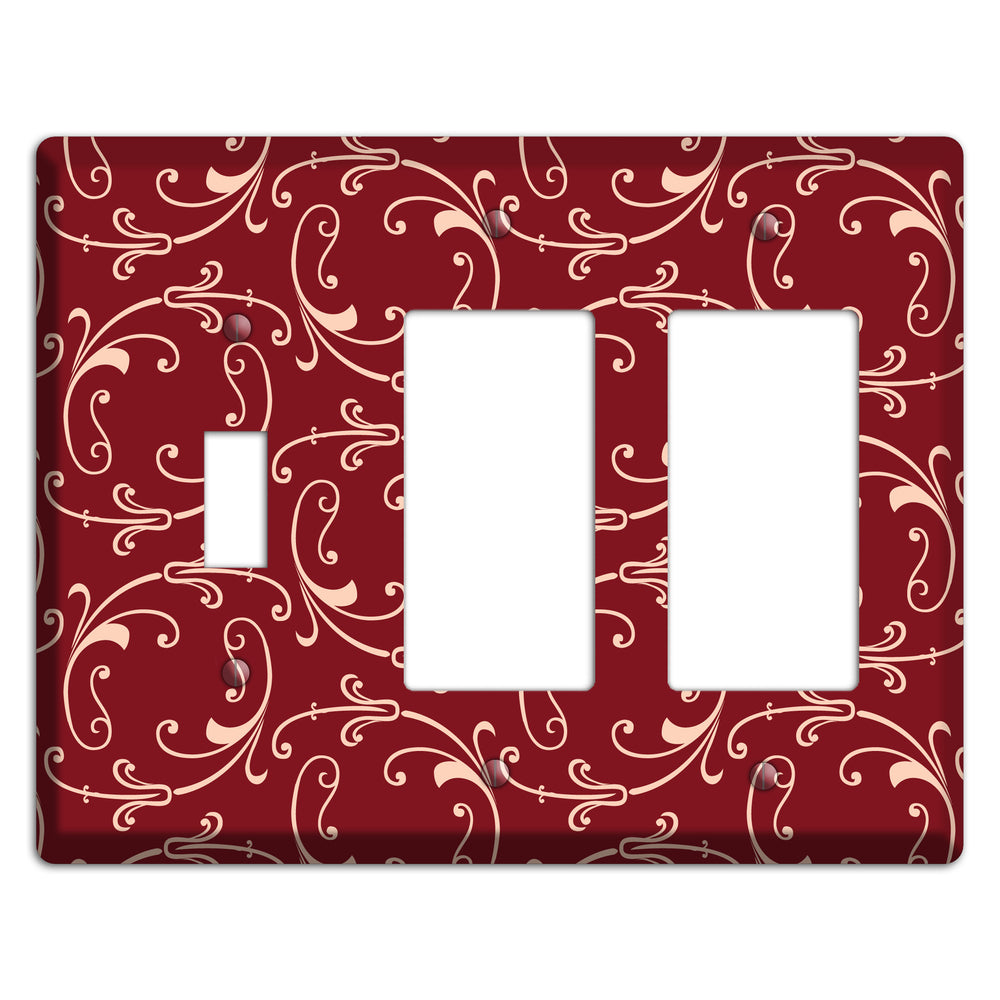 Burgundy Victorian Sprig Toggle / 2 Rocker Wallplate