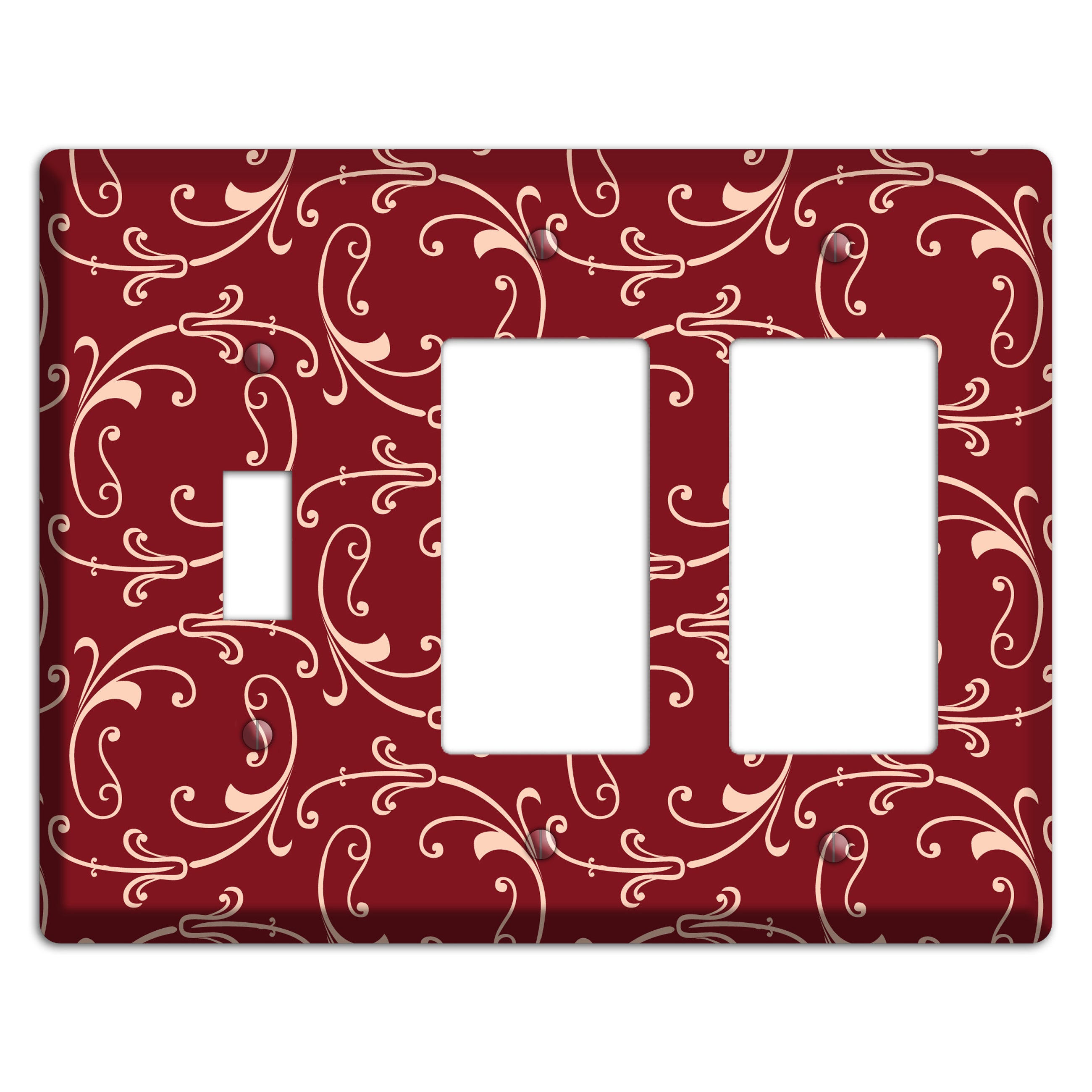 Burgundy Victorian Sprig Toggle / 2 Rocker Wallplate