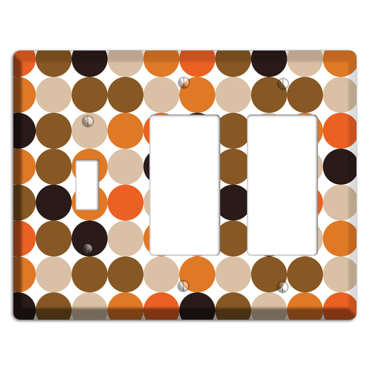 Orange Brown Black Beige Tiled Dots Toggle / 2 Rocker Wallplate