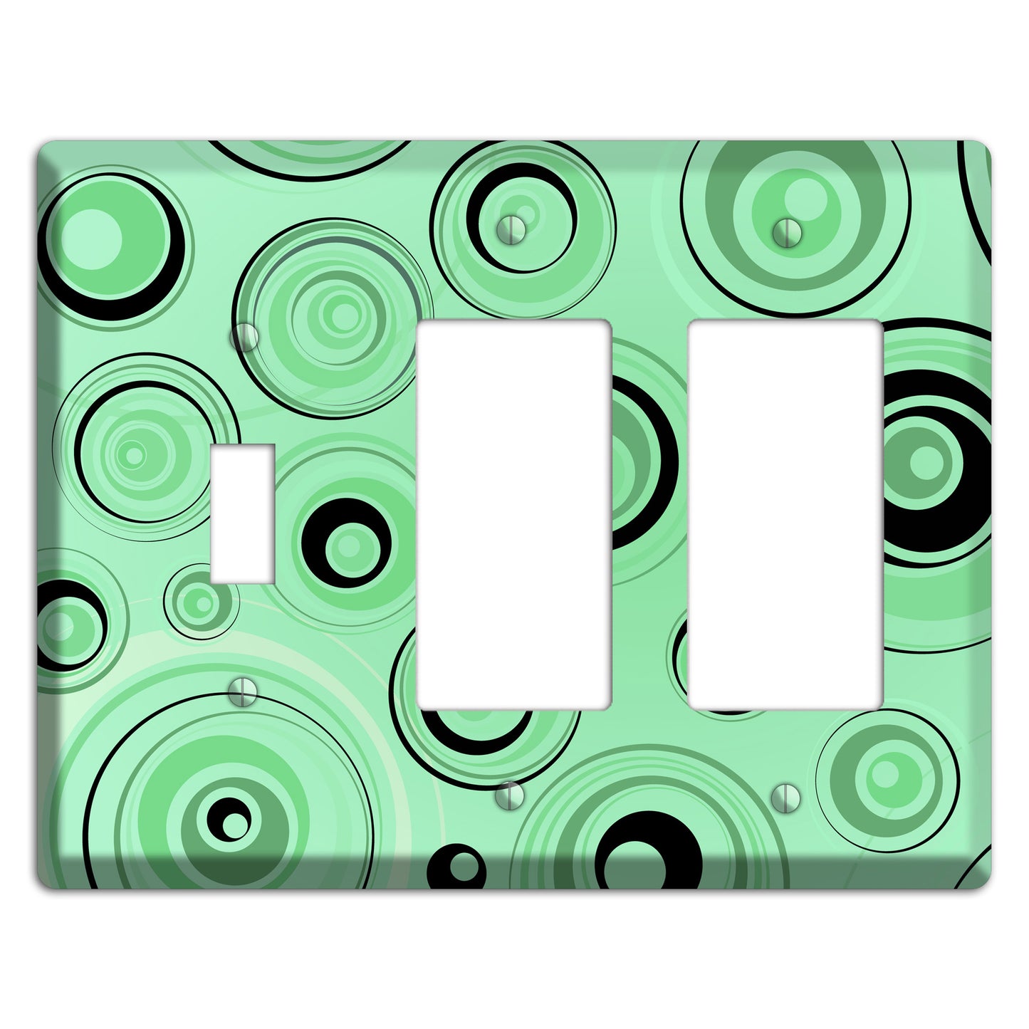 Mint Green Circles Toggle / 2 Rocker Wallplate