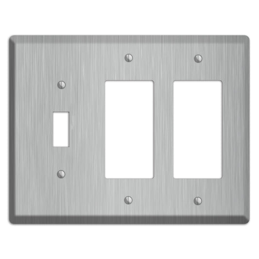 Brushed Stainless Steel Toggle / 2 Rocker Wallplate