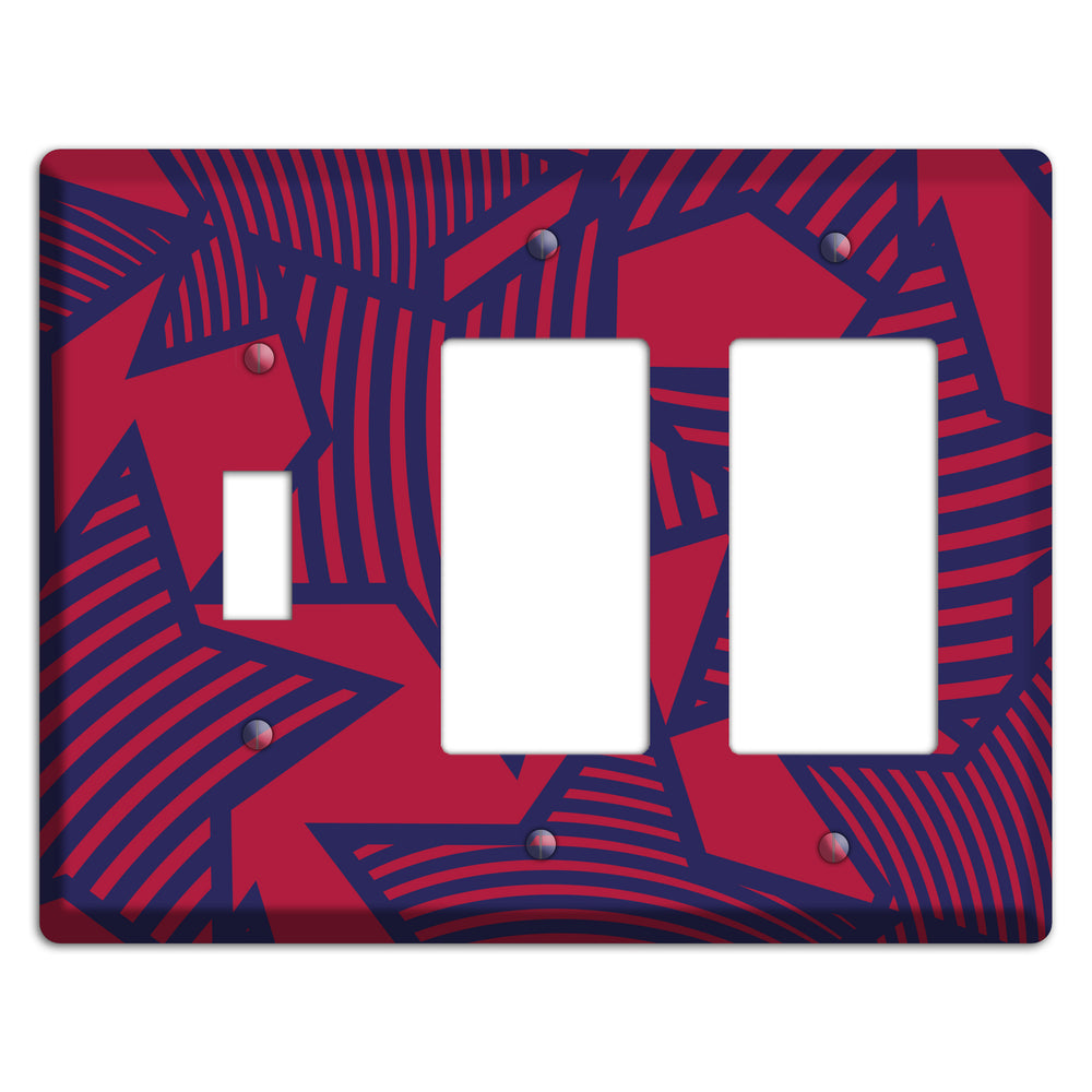 Red with Large Blue Stars Toggle / 2 Rocker Wallplate
