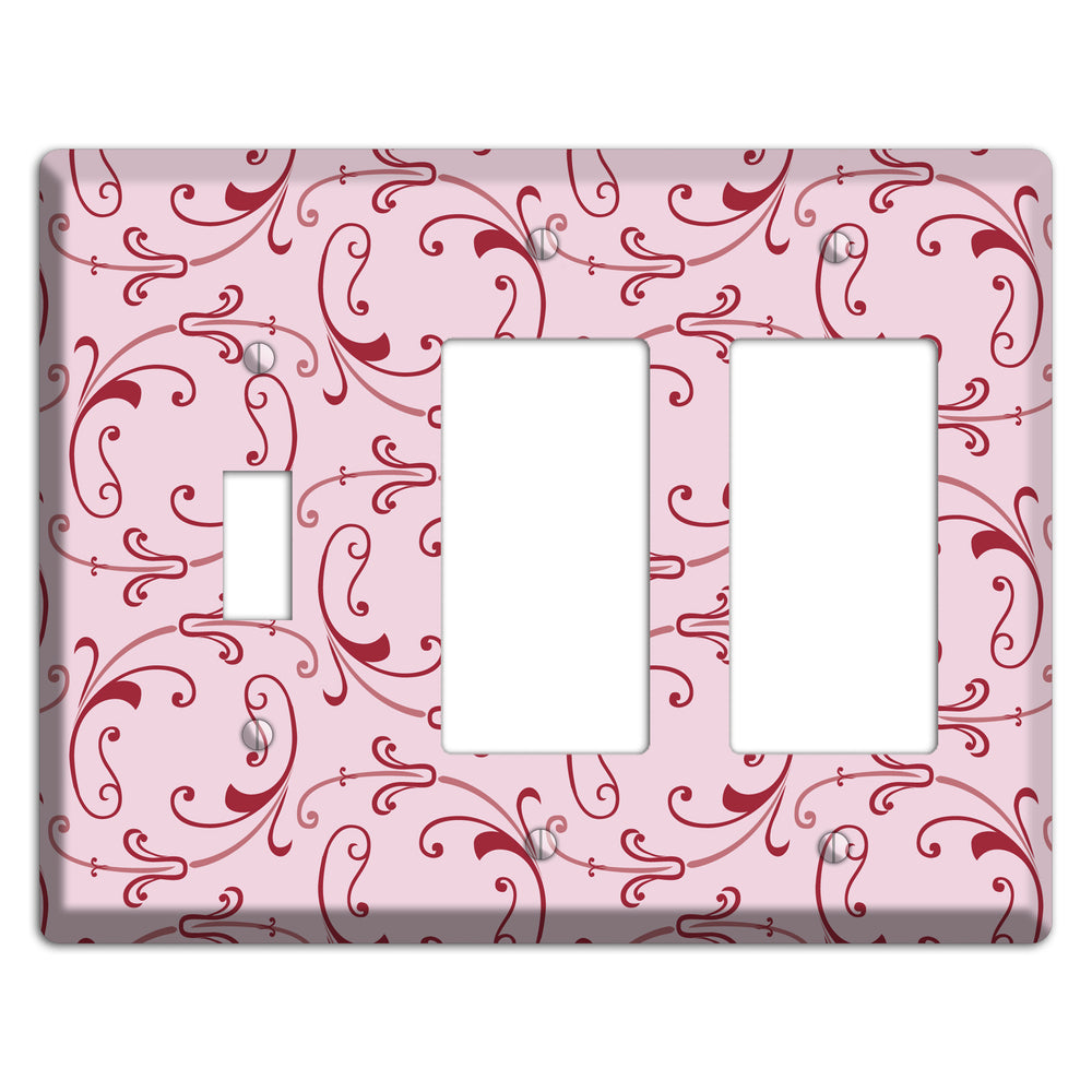 Pink Victorian Sprig Toggle / 2 Rocker Wallplate
