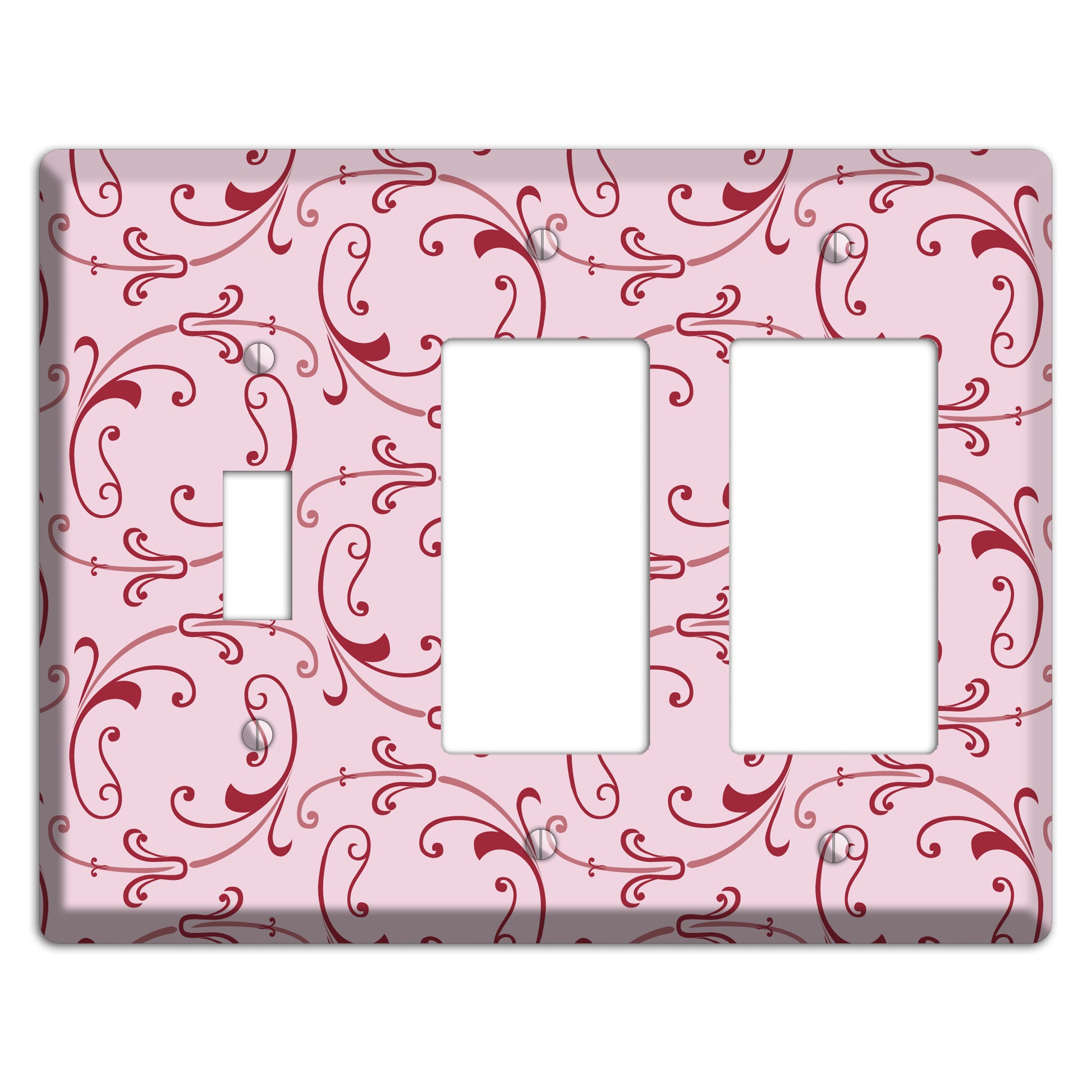 Pink Victorian Sprig Toggle / 2 Rocker Wallplate