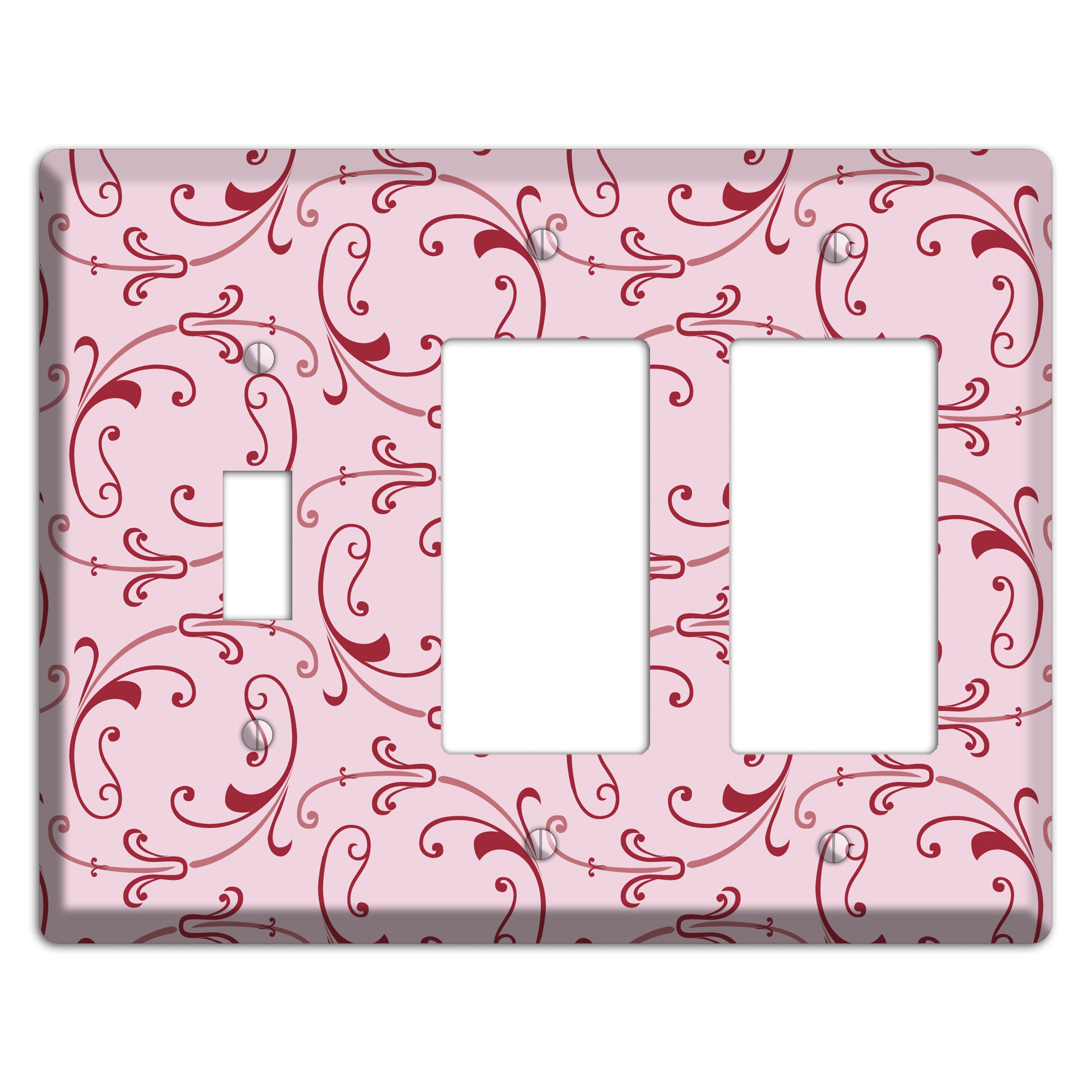 Pink Victorian Sprig Toggle / 2 Rocker Wallplate