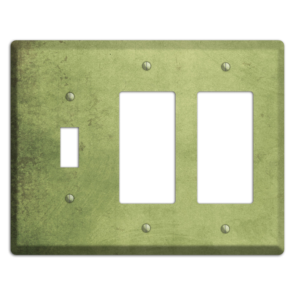 Green Smoke Vintage Grunge Toggle / 2 Rocker Wallplate
