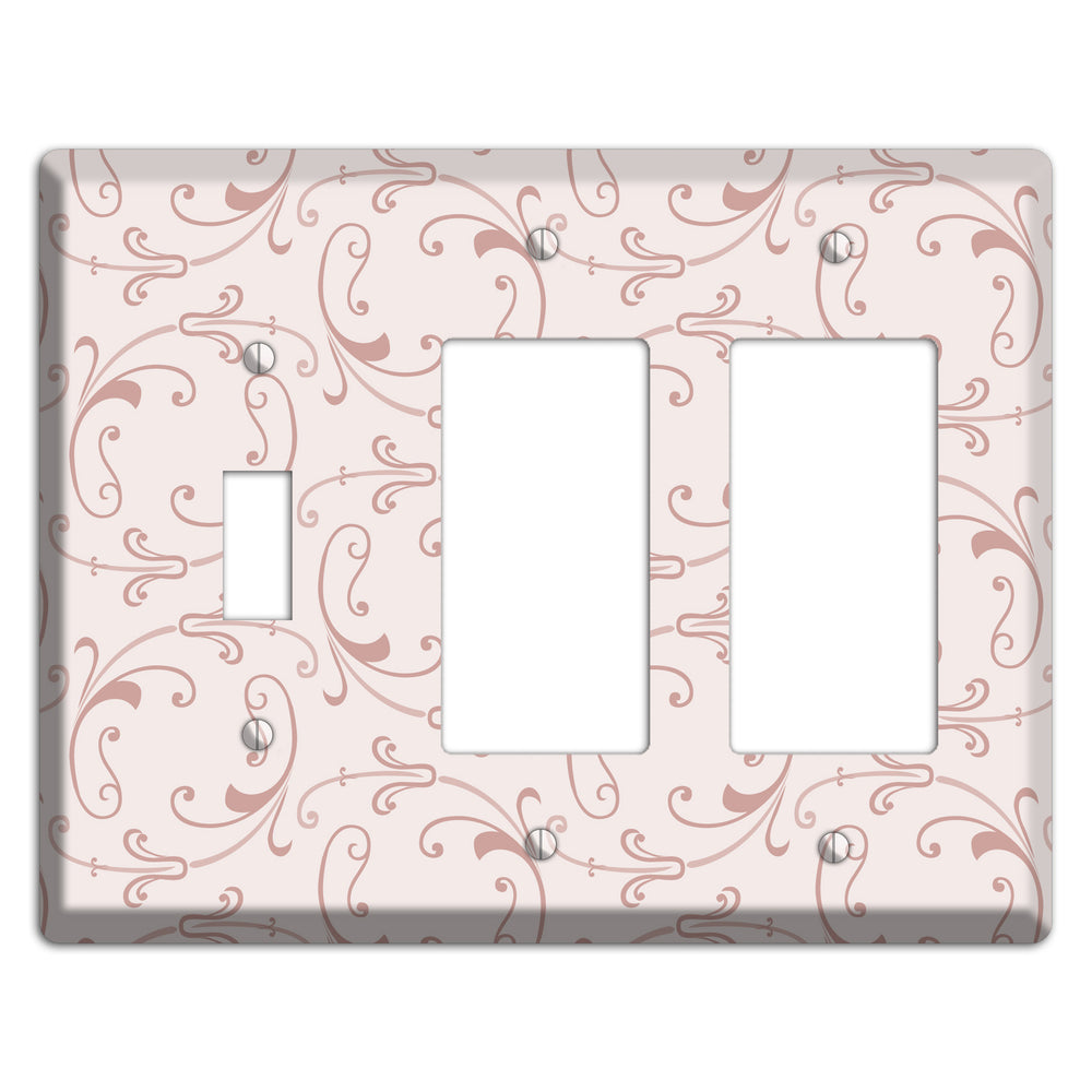 Dusty Rose Victorian Sprig Toggle / 2 Rocker Wallplate