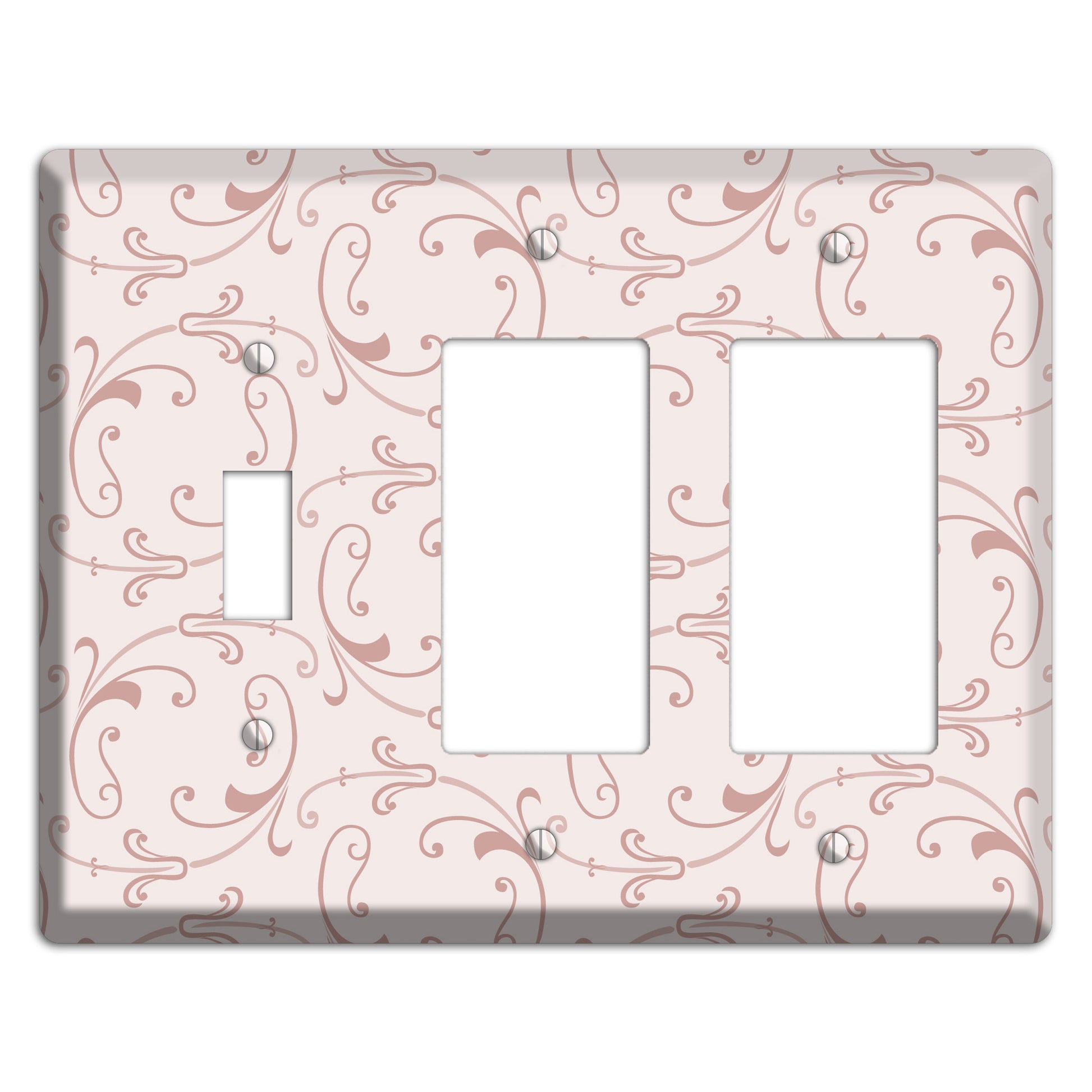 Dusty Rose Victorian Sprig Toggle / 2 Rocker Wallplate