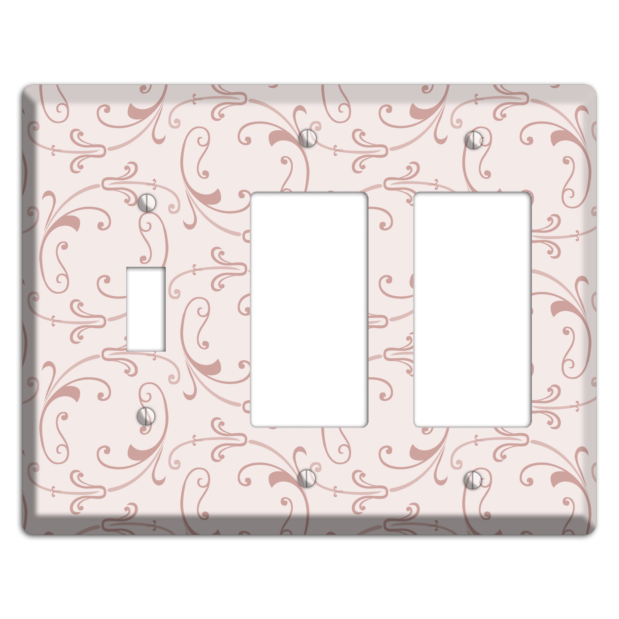 Dusty Rose Victorian Sprig Toggle / 2 Rocker Wallplate