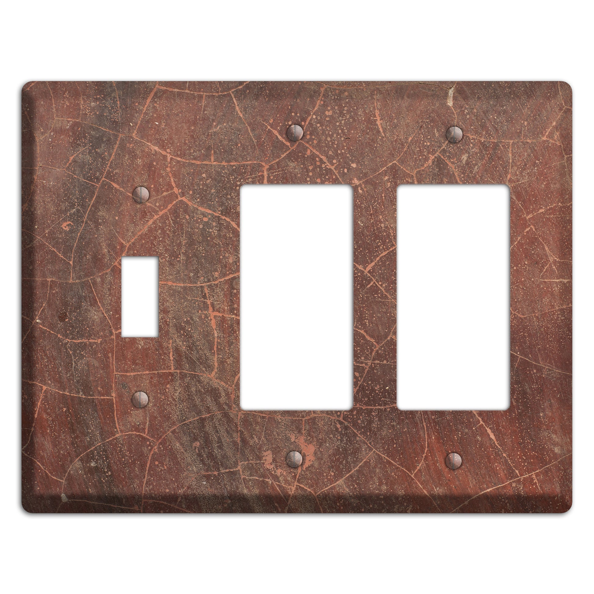 Maroon Cracked Concrete Toggle / 2 Rocker Wallplate