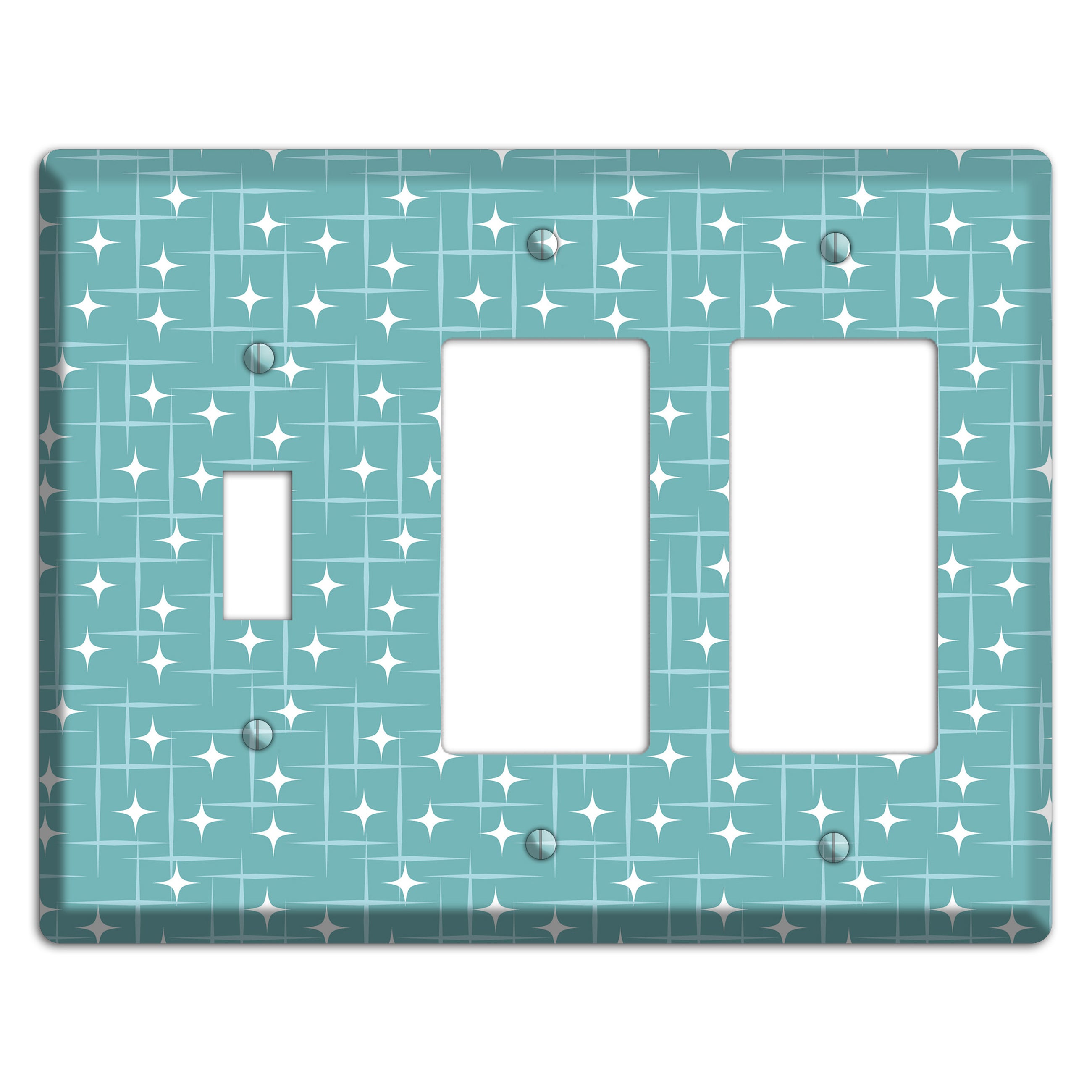 Blue Star Burst Toggle / 2 Rocker Wallplate