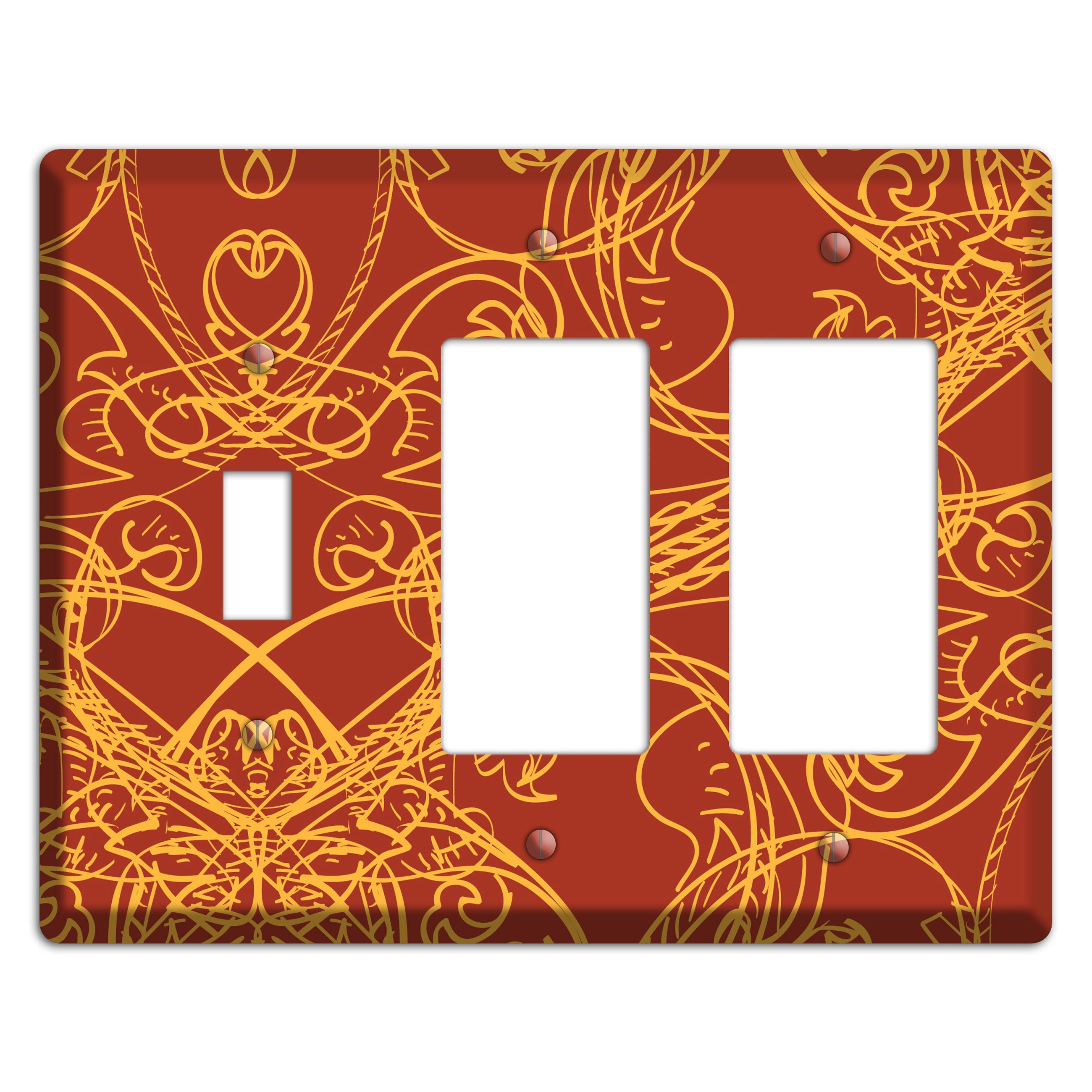 Red Deco Sketch Toggle / 2 Rocker Wallplate
