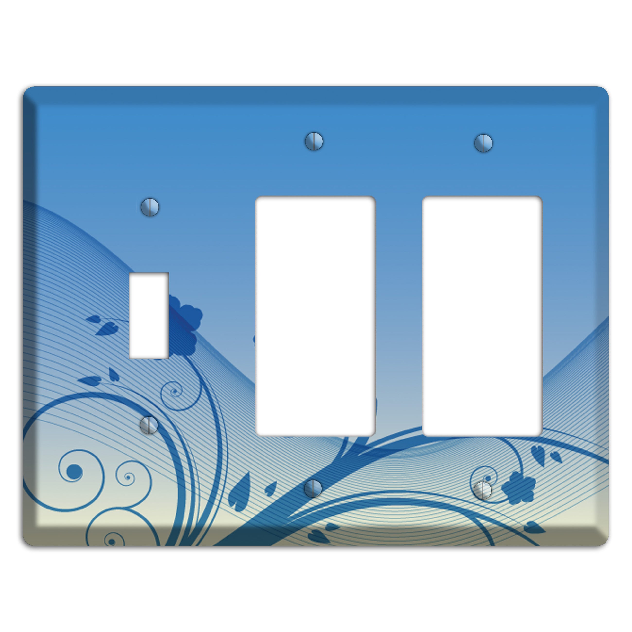 Blue Swirls Toggle / 2 Rocker Wallplate