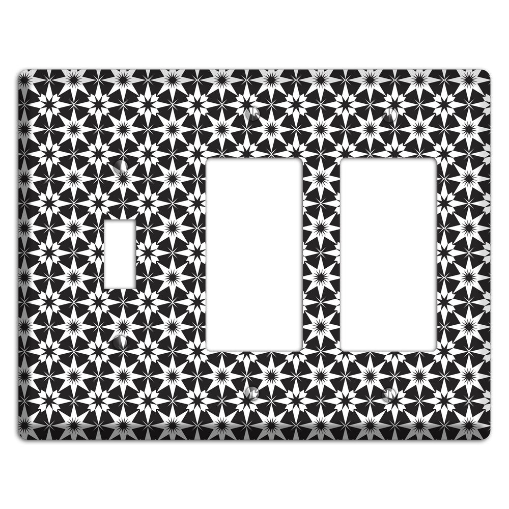 Black with White Foulard Toggle / 2 Rocker Wallplate