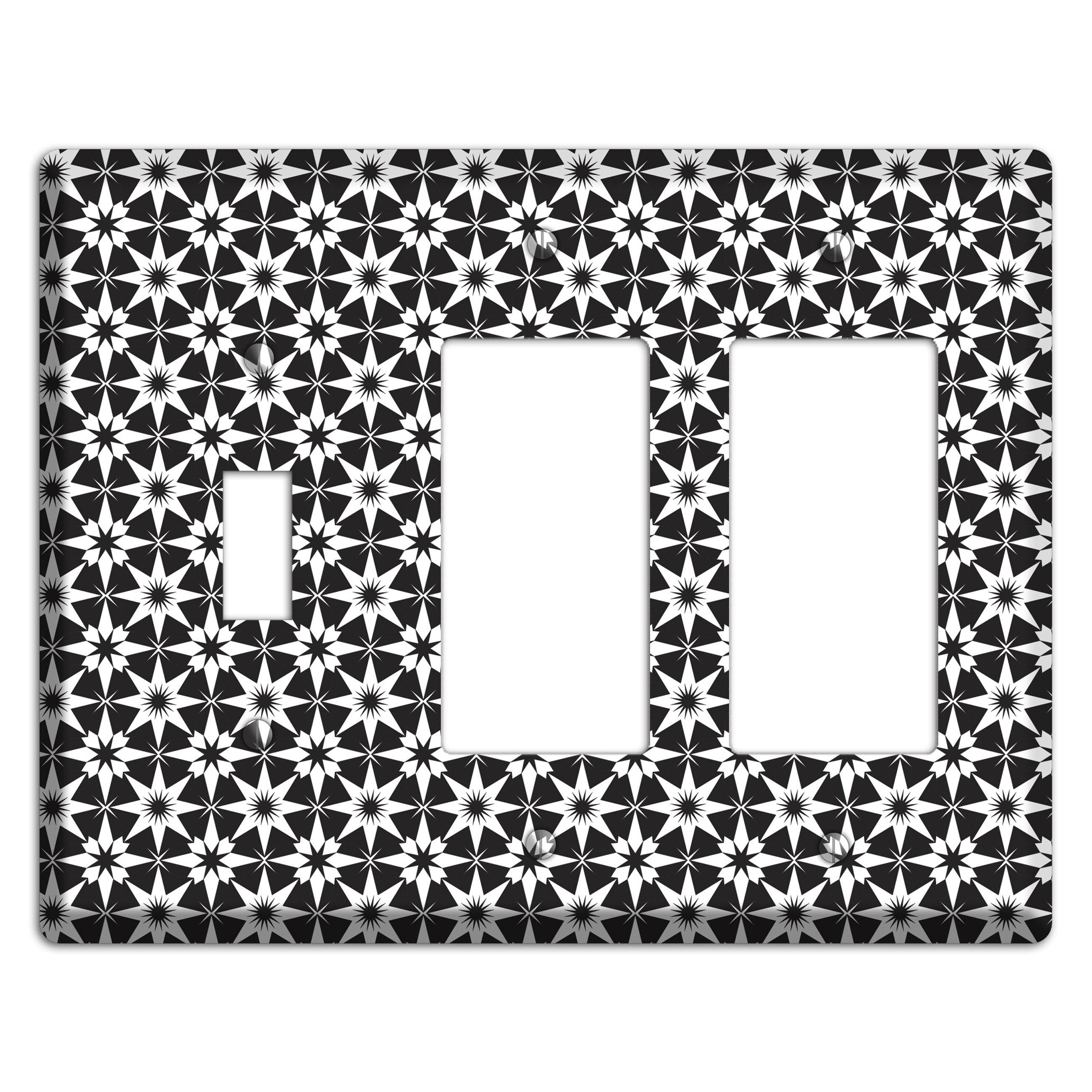 Black with White Foulard Toggle / 2 Rocker Wallplate