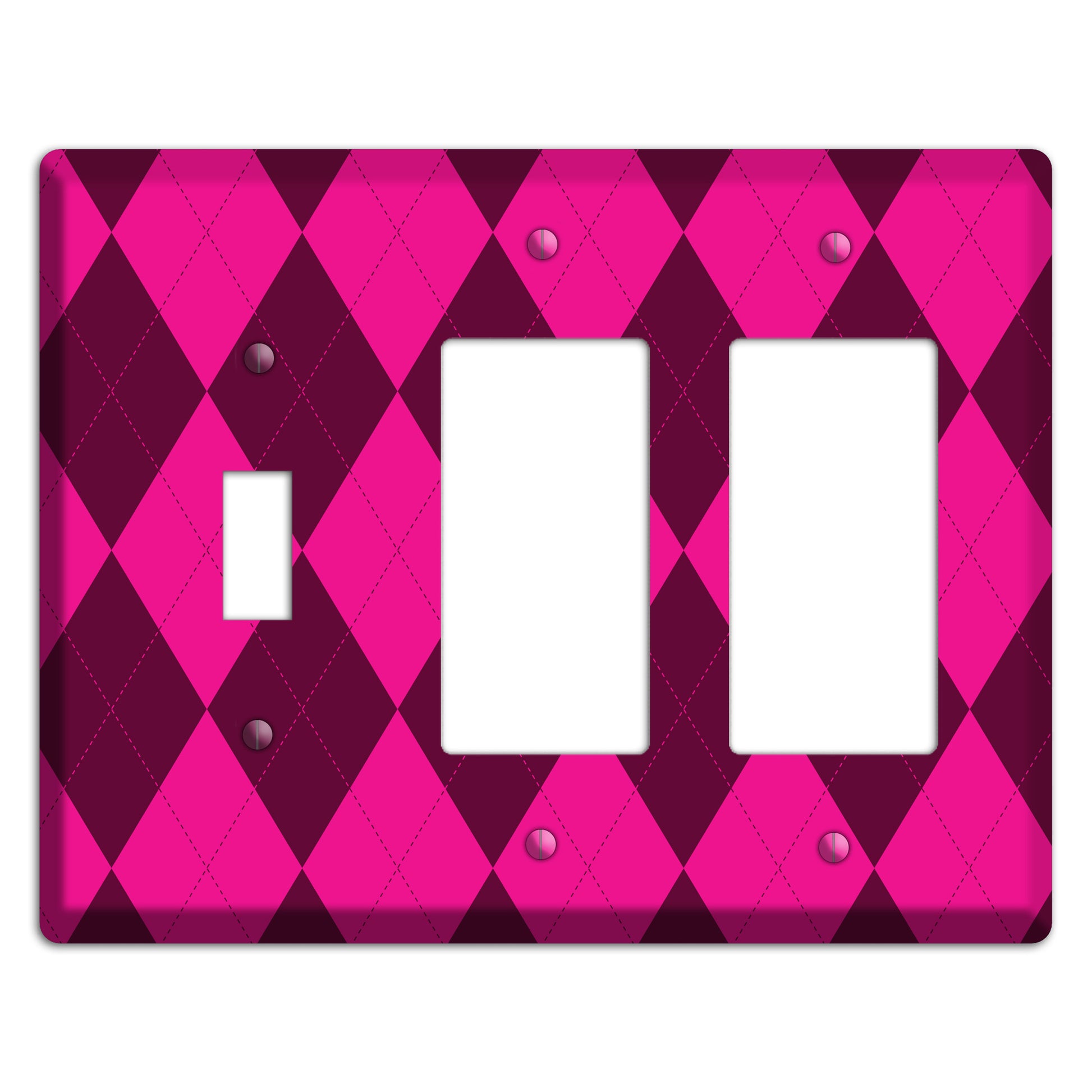 Fuschia Argyle Toggle / 2 Rocker Wallplate