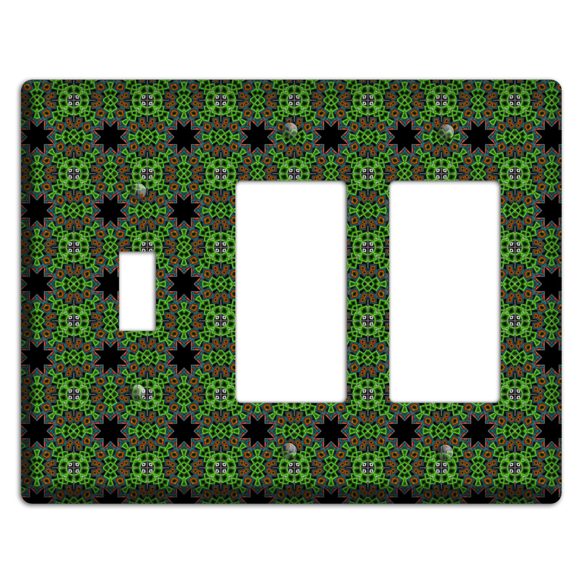 Green Foulard 2 Toggle / 2 Rocker Wallplate