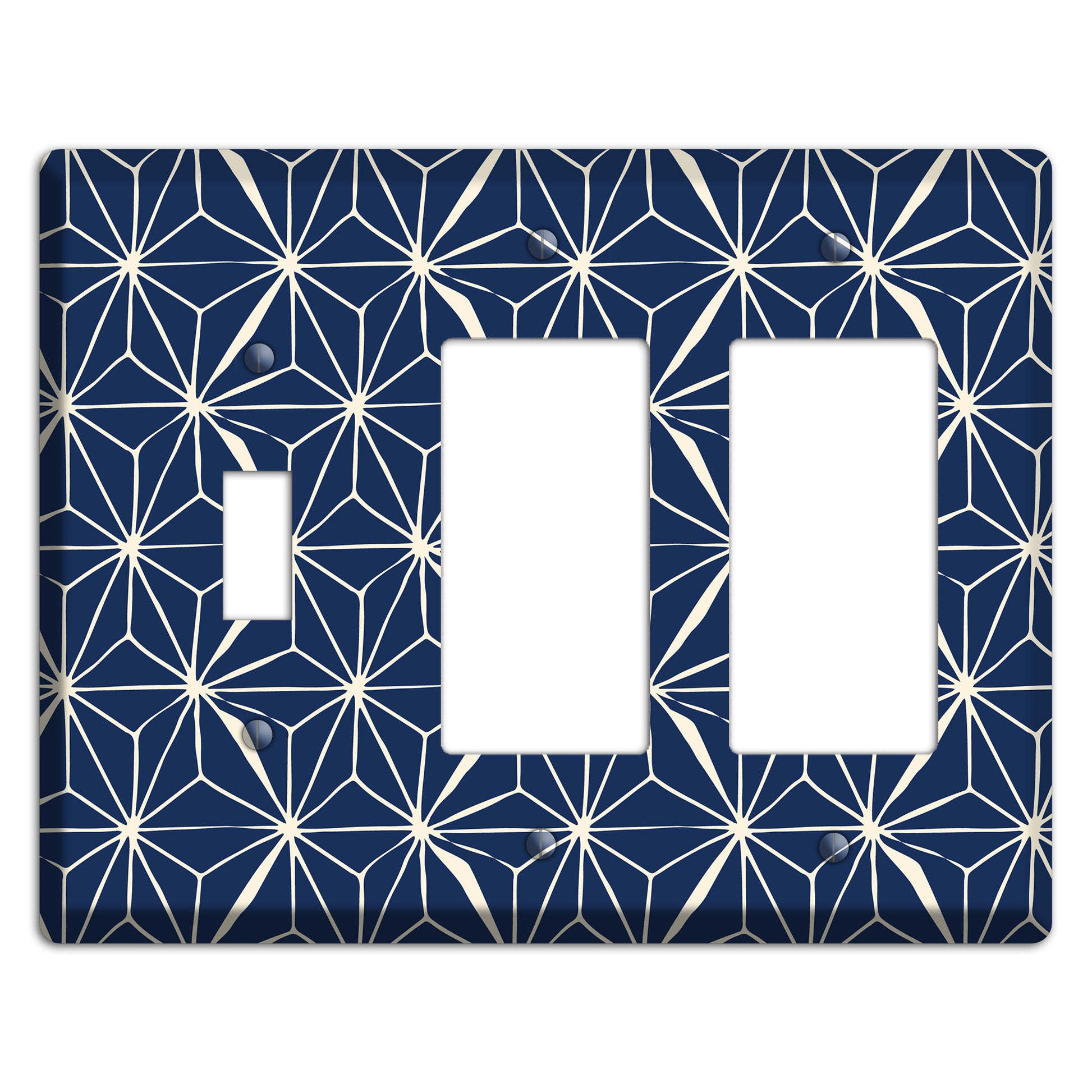 Navy Geometric Tile Toggle / 2 Rocker Wallplate