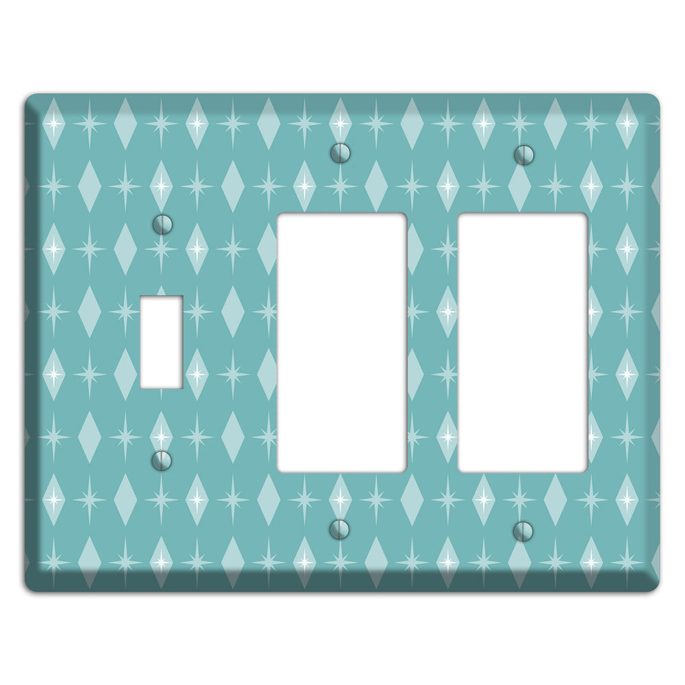 Blue Diamon Toggle / 2 Rocker Wallplate