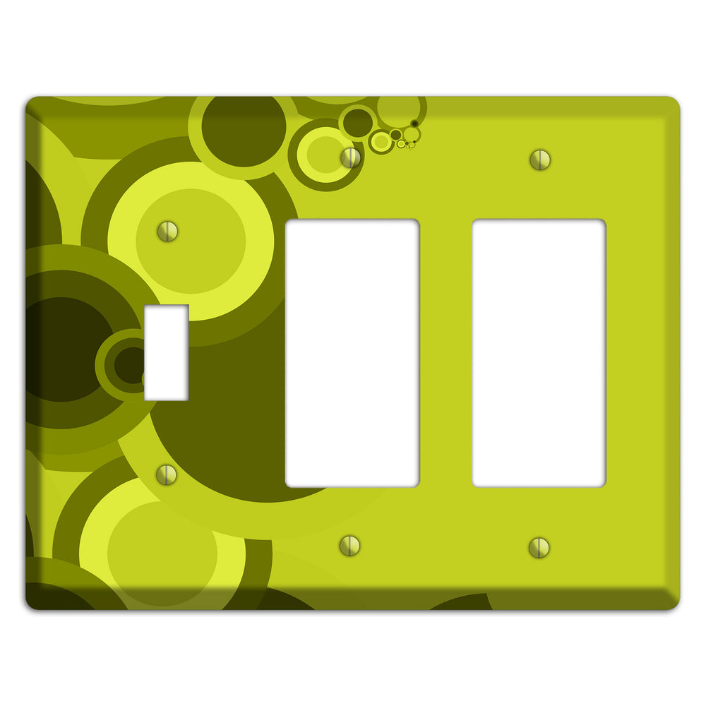 Green Circles Toggle / 2 Rocker Wallplate