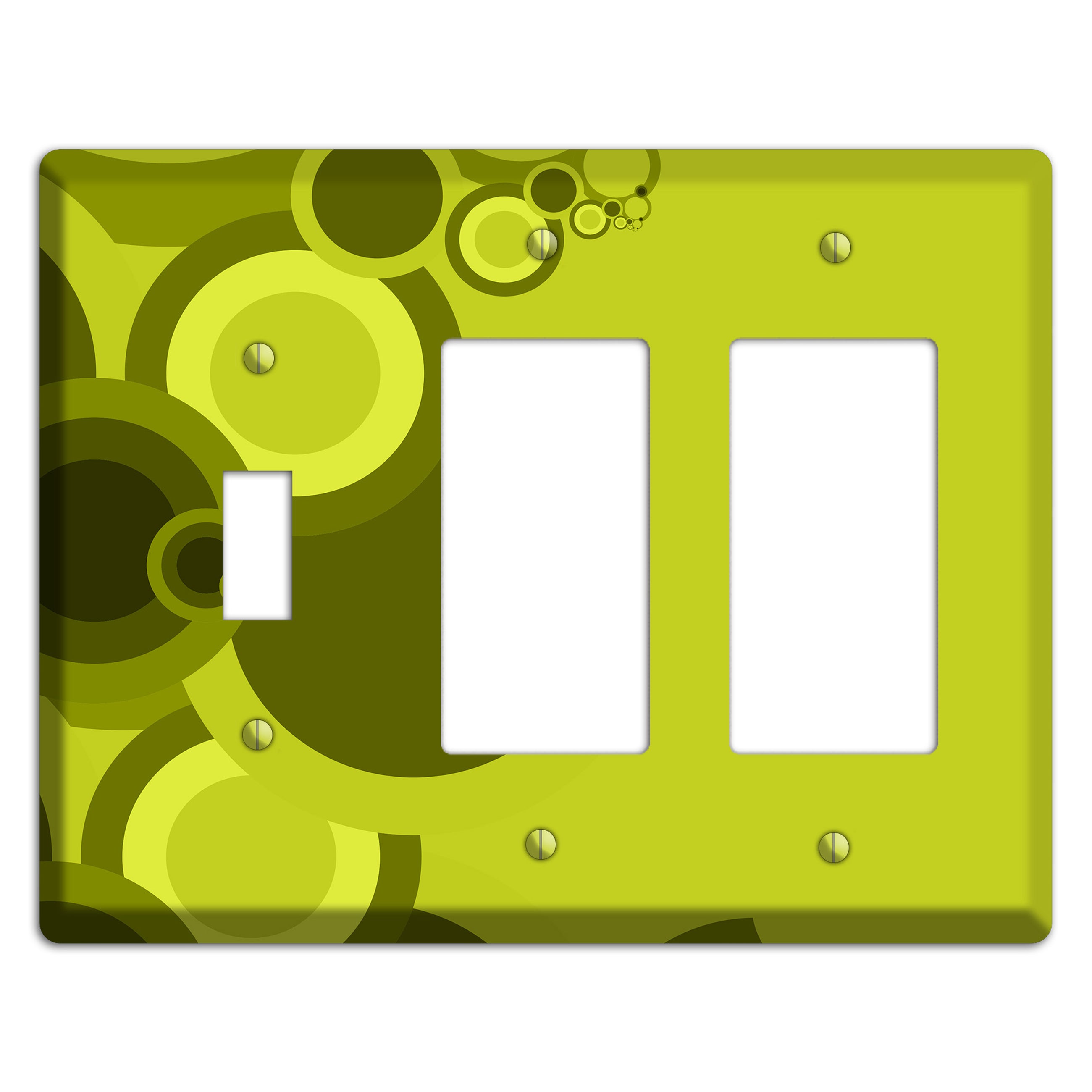 Green Circles Toggle / 2 Rocker Wallplate