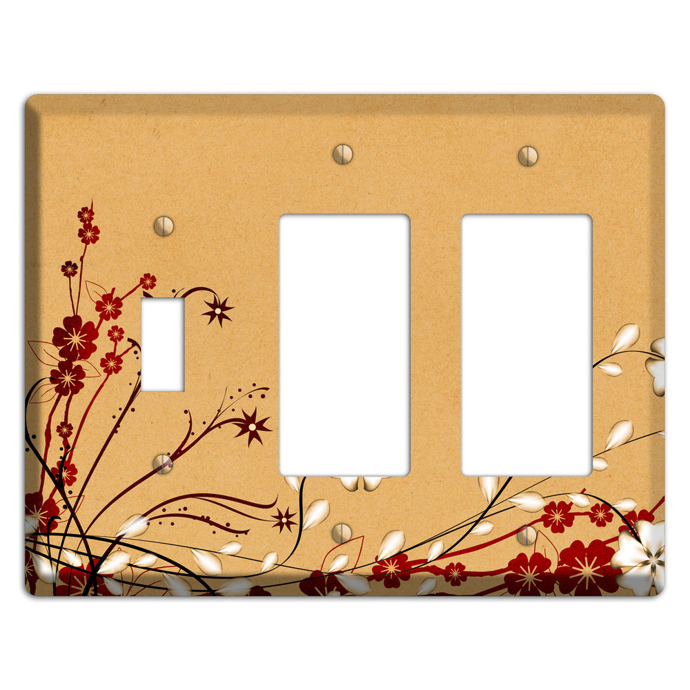 Delicate Red Flowers Toggle / 2 Rocker Wallplate