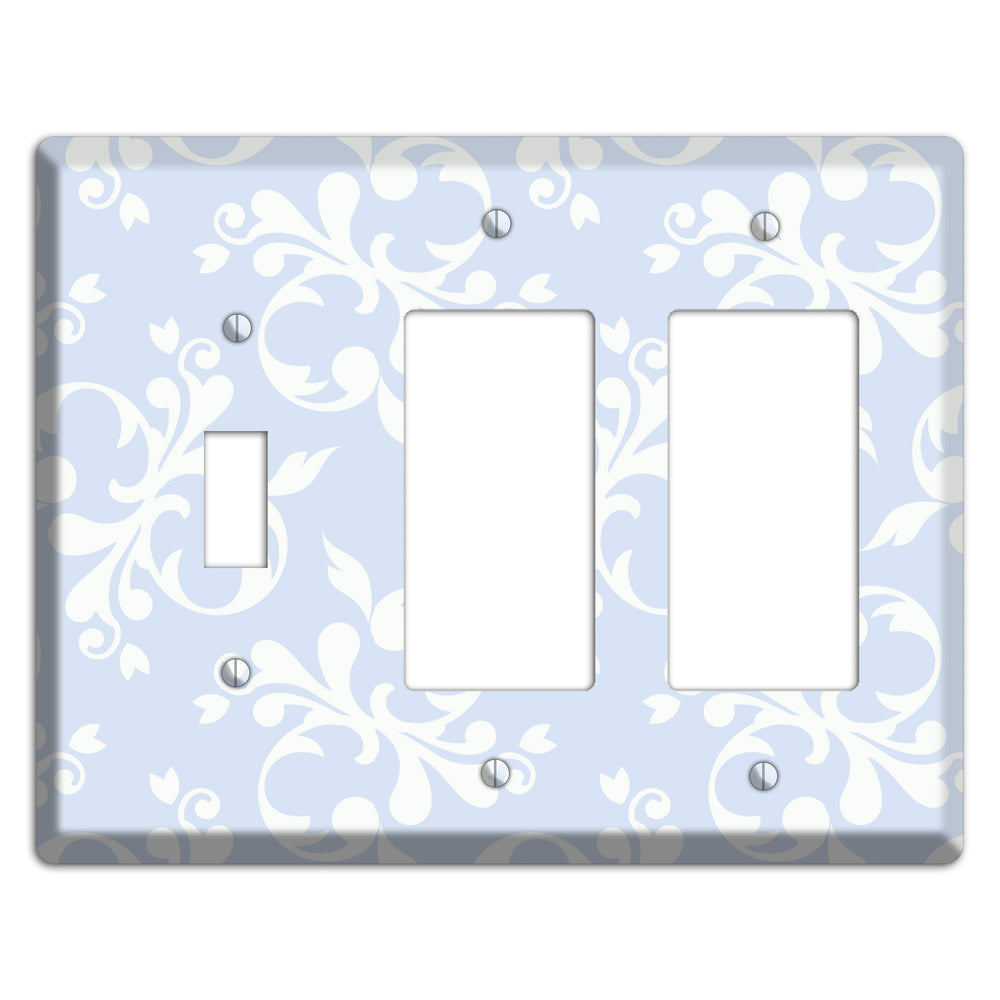 Light Blue Victorian Toile Toggle / 2 Rocker Wallplate