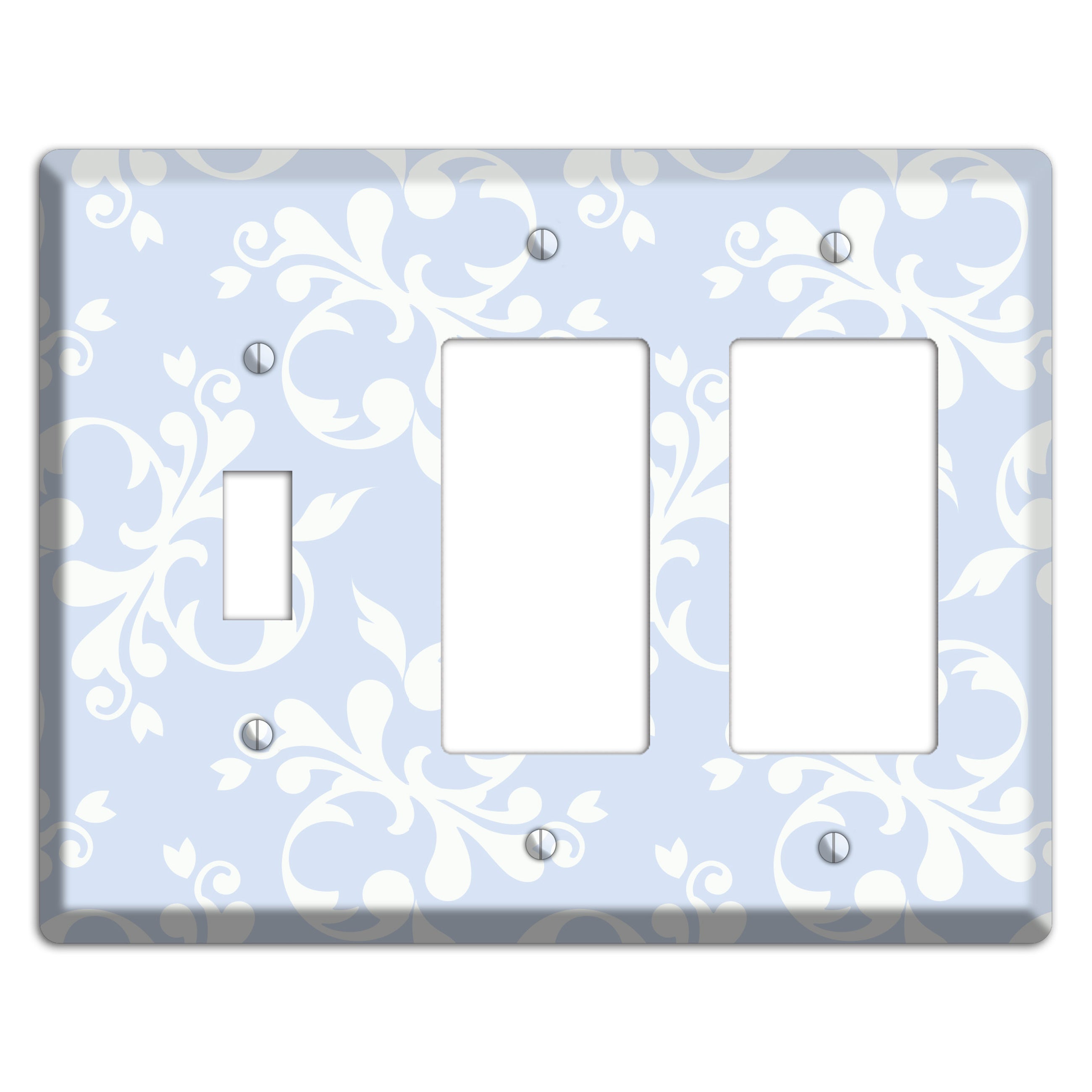 Light Blue Victorian Toile Toggle / 2 Rocker Wallplate