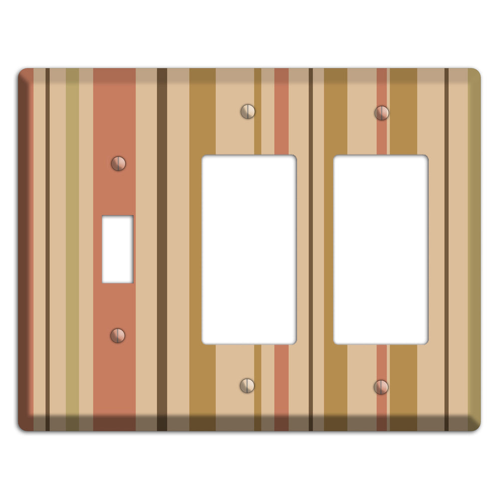 Multi Dusty Pink Vertical Stripes Toggle / 2 Rocker Wallplate