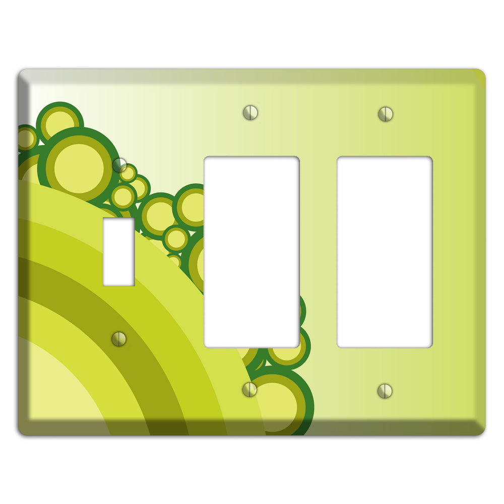Green Rainbow Dots Toggle / 2 Rocker Wallplate