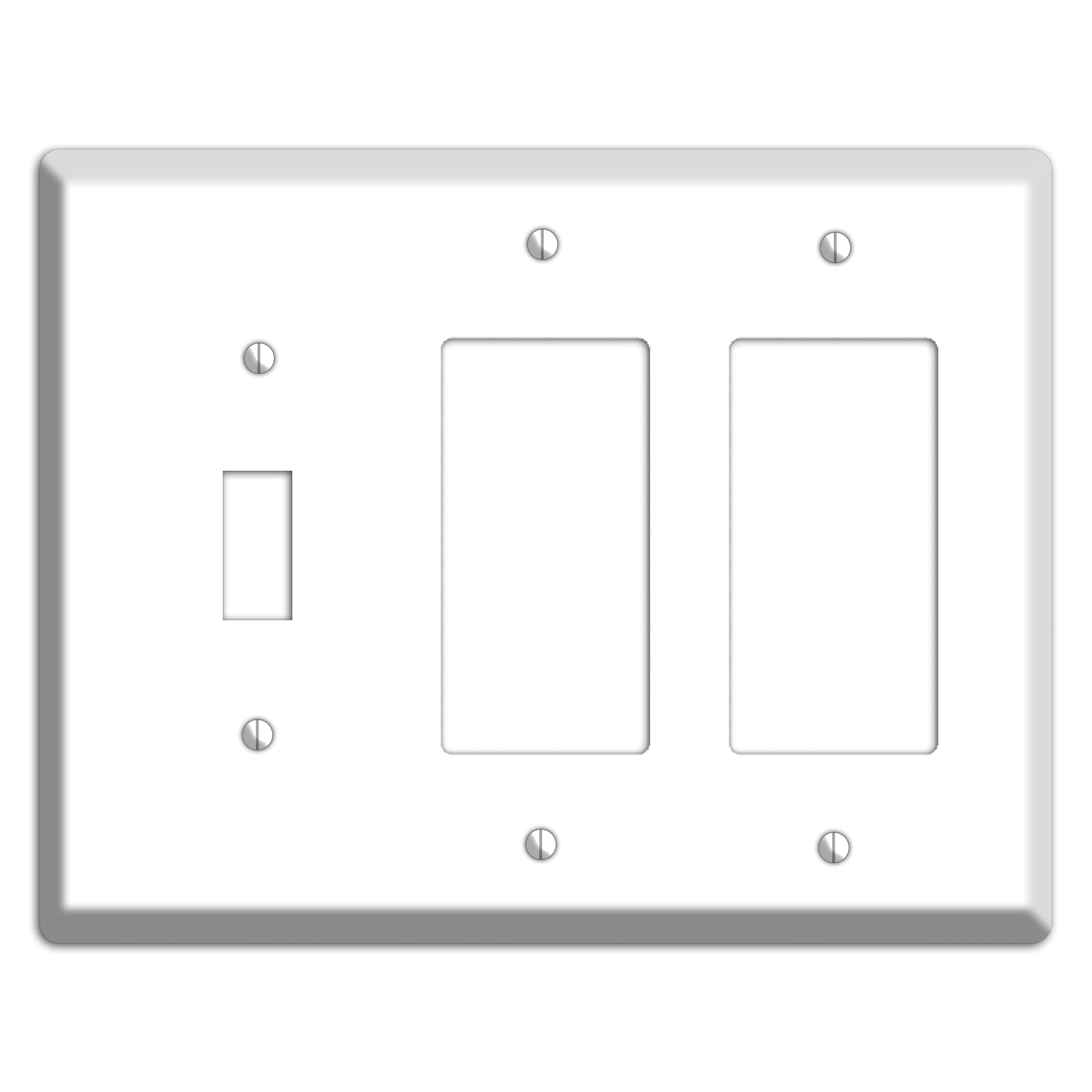 White Metal Toggle / 2 Rocker Wallplate