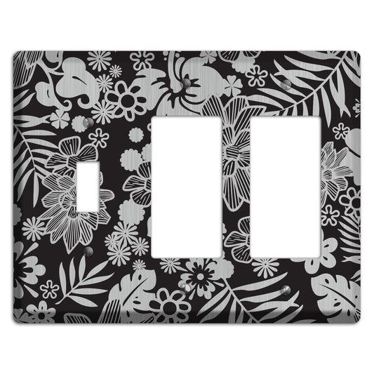Black with Stainless Tropical Toggle / 2 Rocker Wallplate