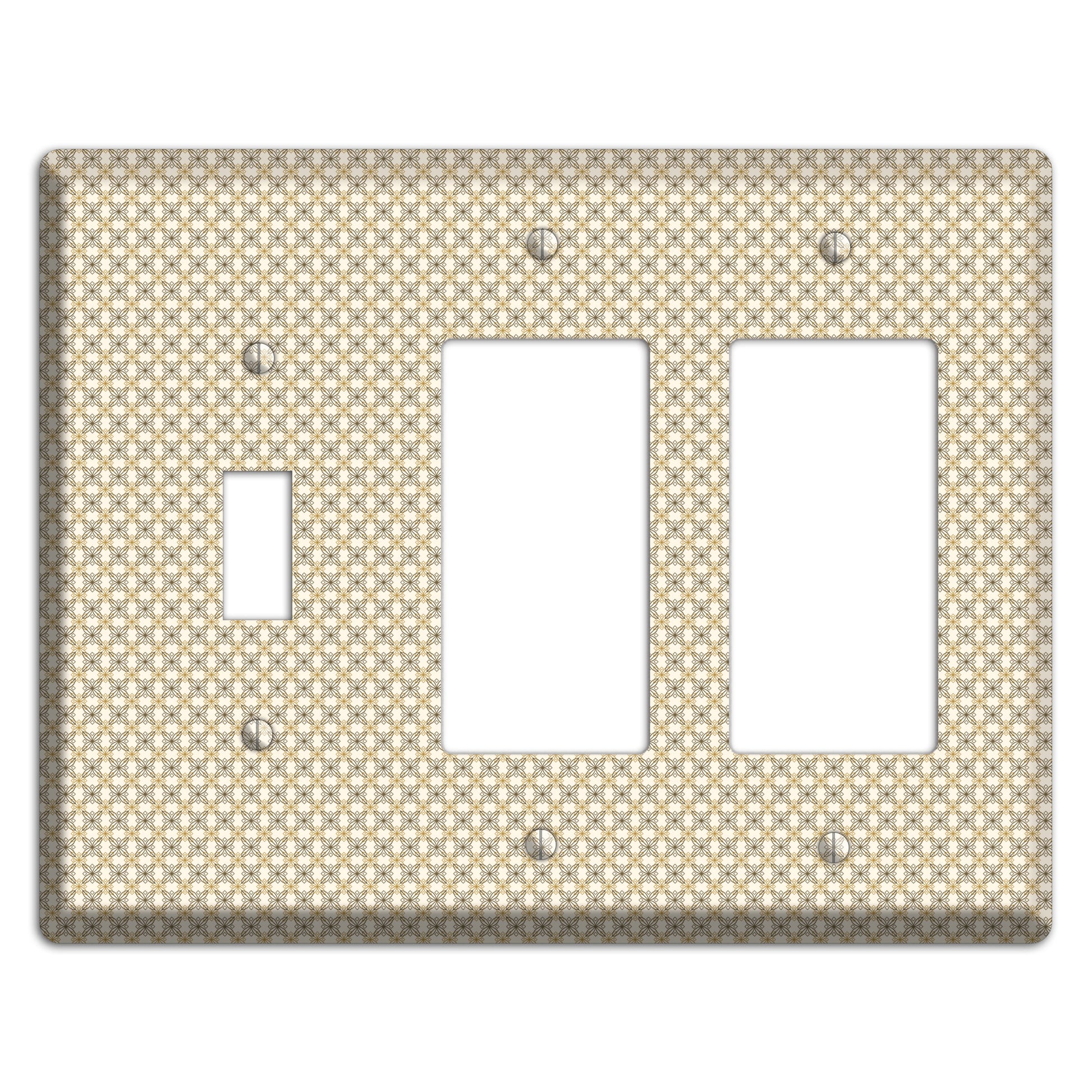 Multi Beige Tiled Arabesque Toggle / 2 Rocker Wallplate