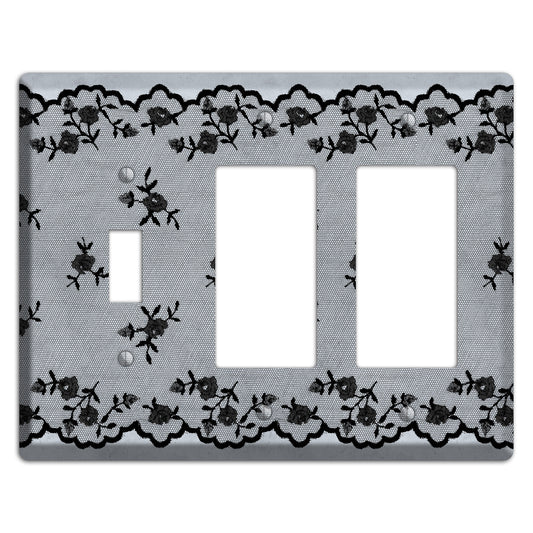 Embroidered Floral Gray Toggle / 2 Rocker Wallplate