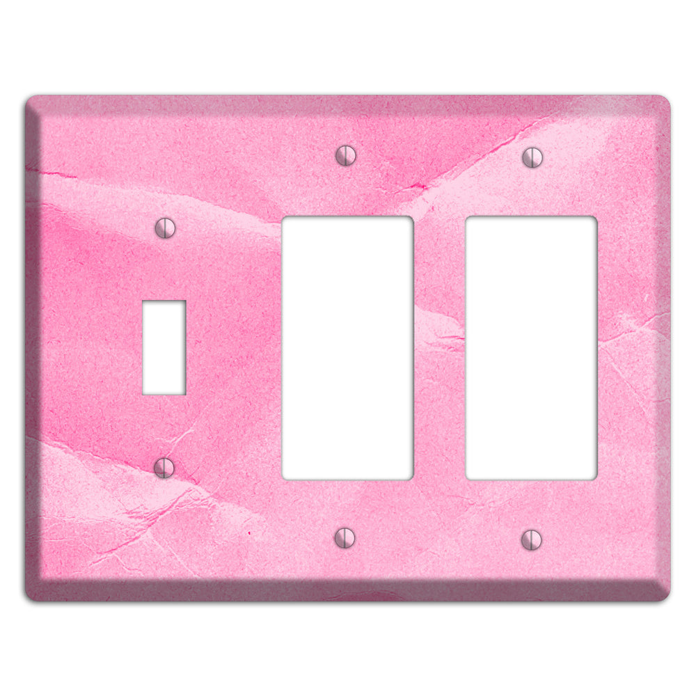 Carnation Pink Texture Toggle / 2 Rocker Wallplate