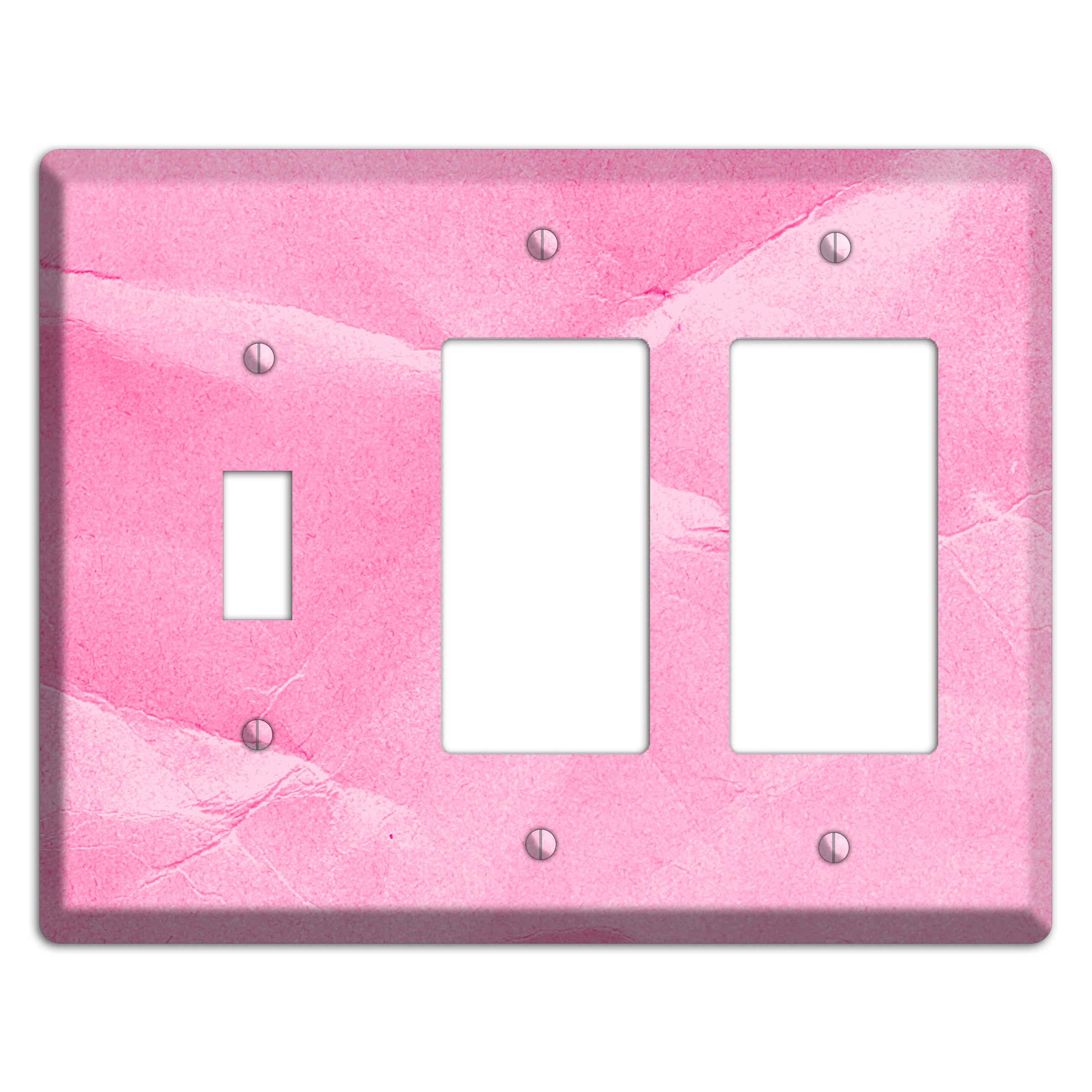 Carnation Pink Texture Toggle / 2 Rocker Wallplate