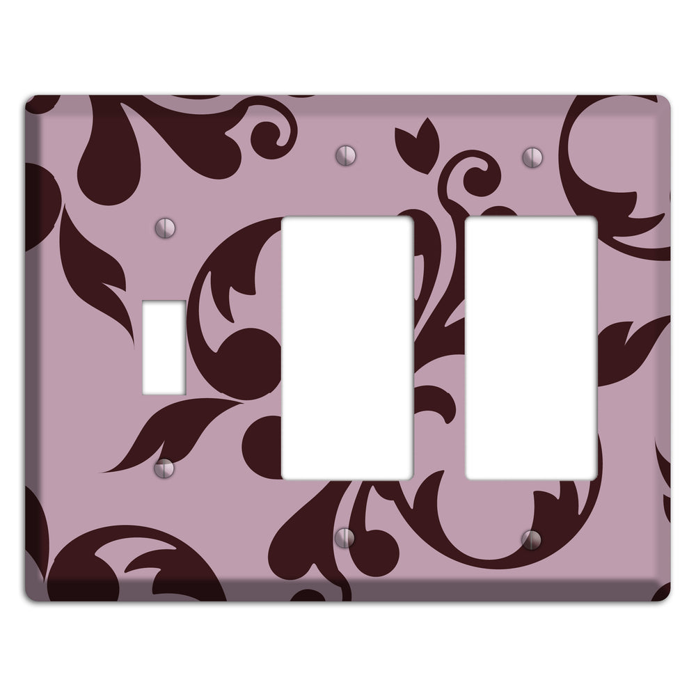 Dusty Rose and Burgundy Toile Toggle / 2 Rocker Wallplate