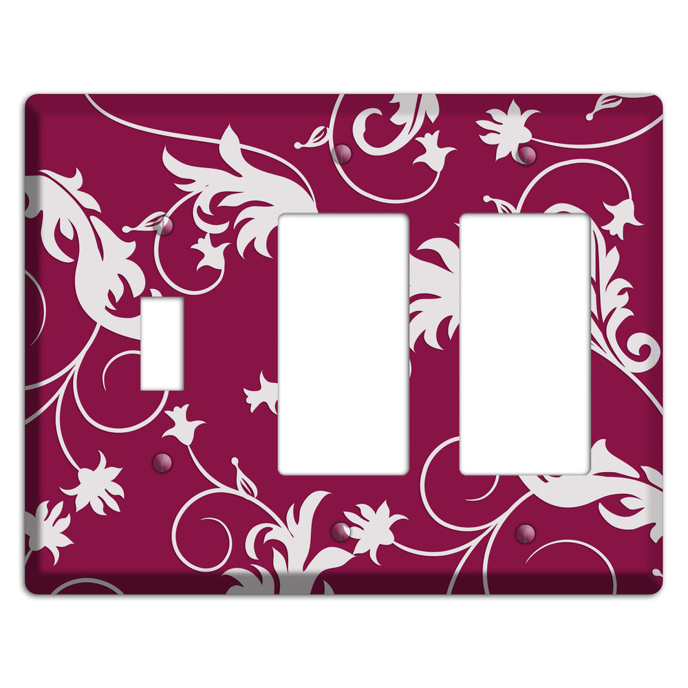 Fuschia Victorian Sprig Toggle / 2 Rocker Wallplate