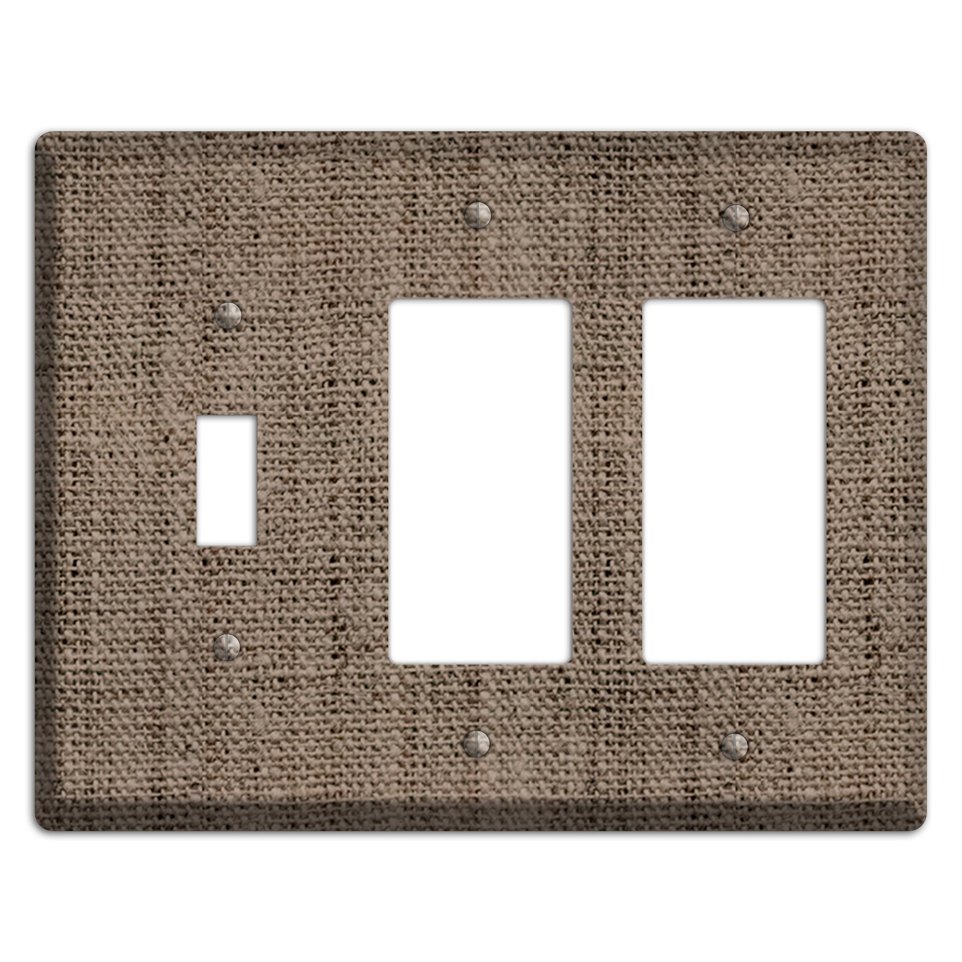 Coffee Burlap Toggle / 2 Rocker Wallplate