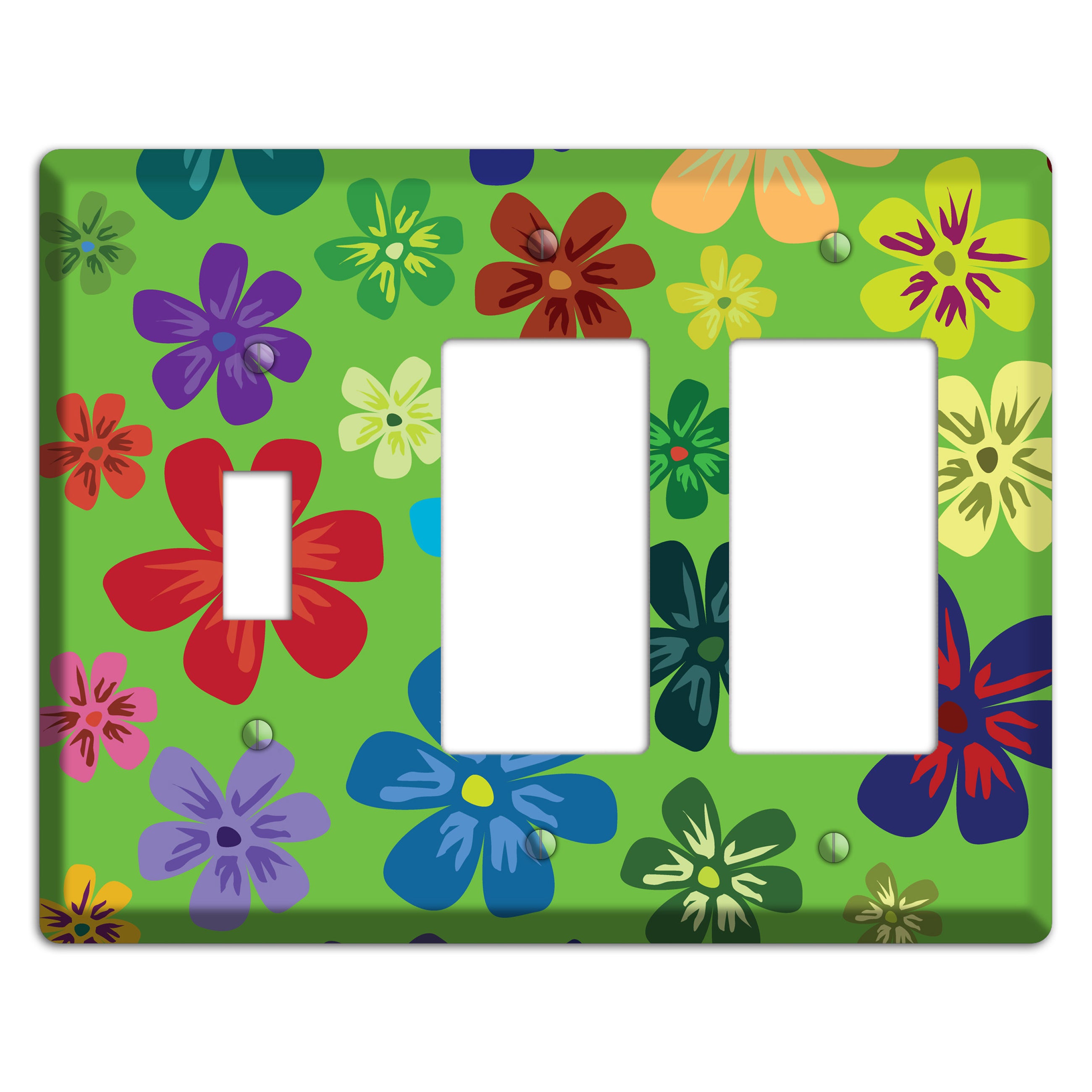 Orange Flowers Toggle / 2 Rocker Wallplate