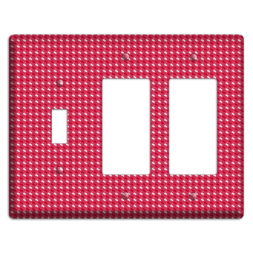 Red with White Motif Toggle / 2 Rocker Wallplate