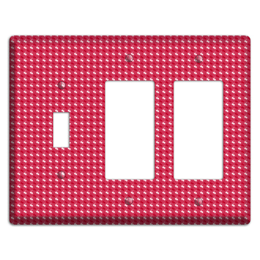 Red with White Motif Toggle / 2 Rocker Wallplate