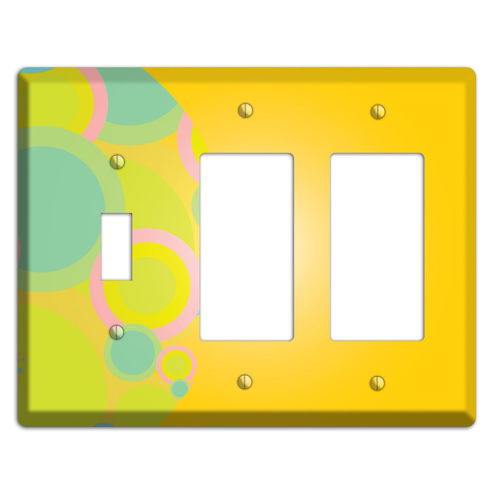 Yellow Circles Toggle / 2 Rocker Wallplate