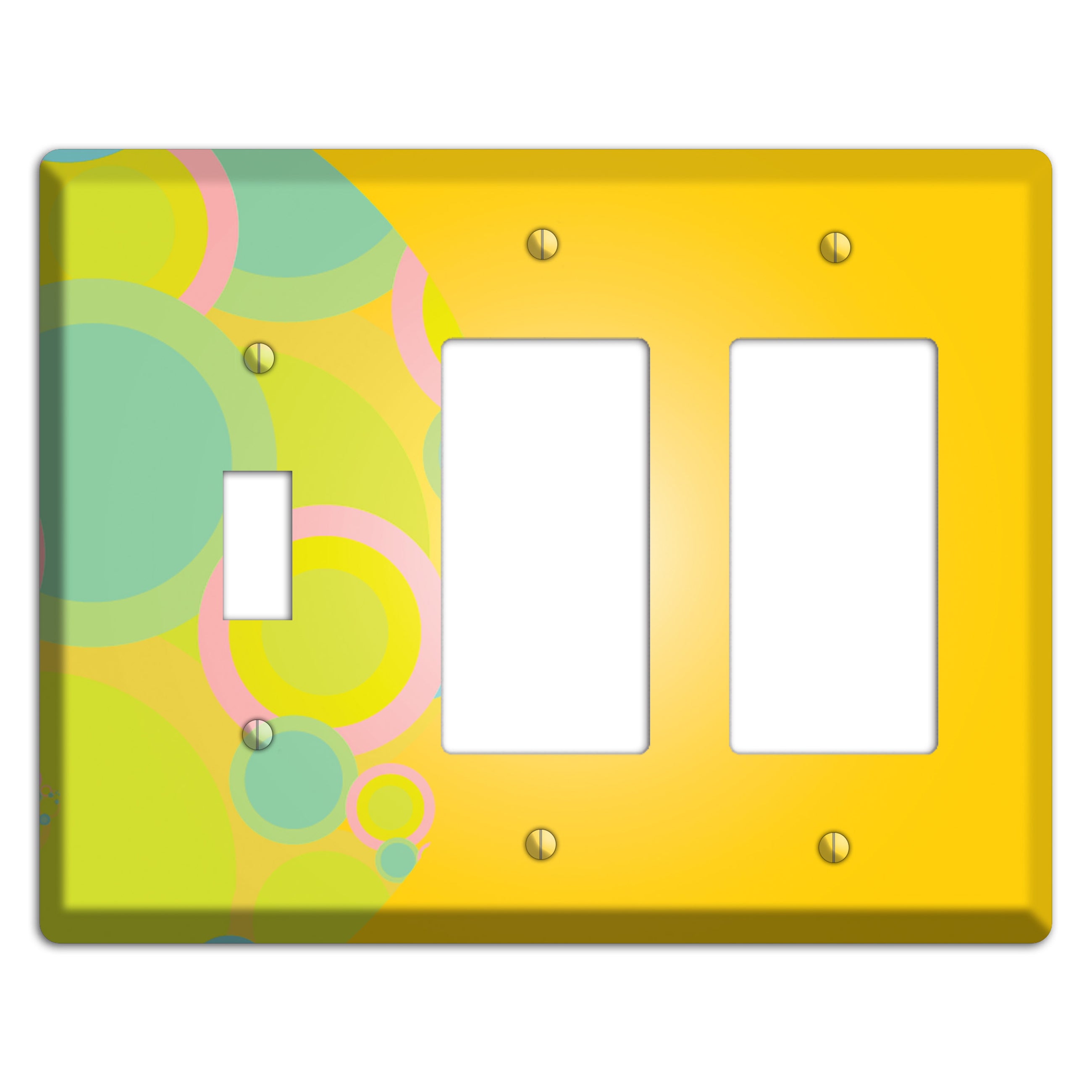 Yellow Circles Toggle / 2 Rocker Wallplate