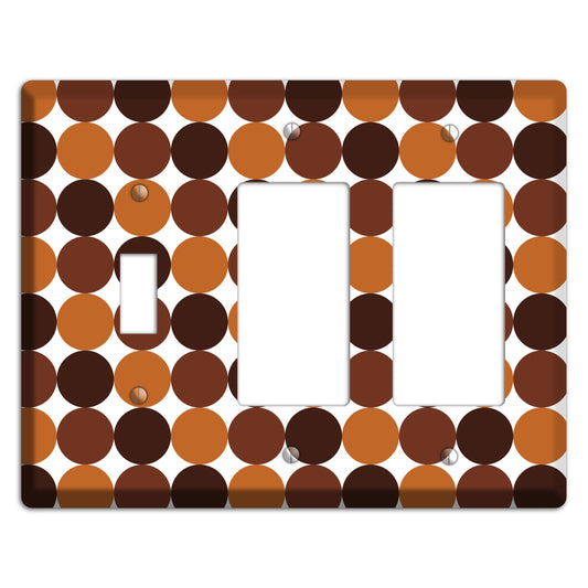 Multi Brown Tiled Dots Toggle / 2 Rocker Wallplate
