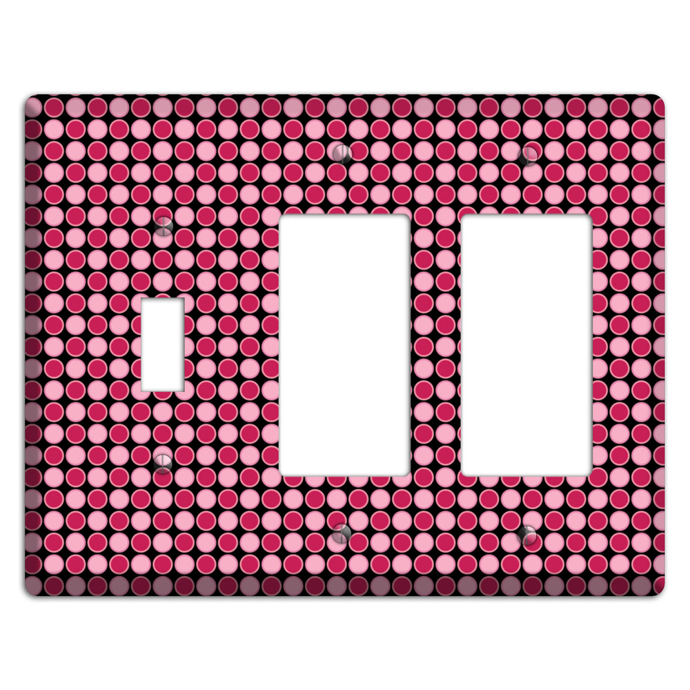 Fuschia and Pink Tiled Dots Toggle / 2 Rocker Wallplate